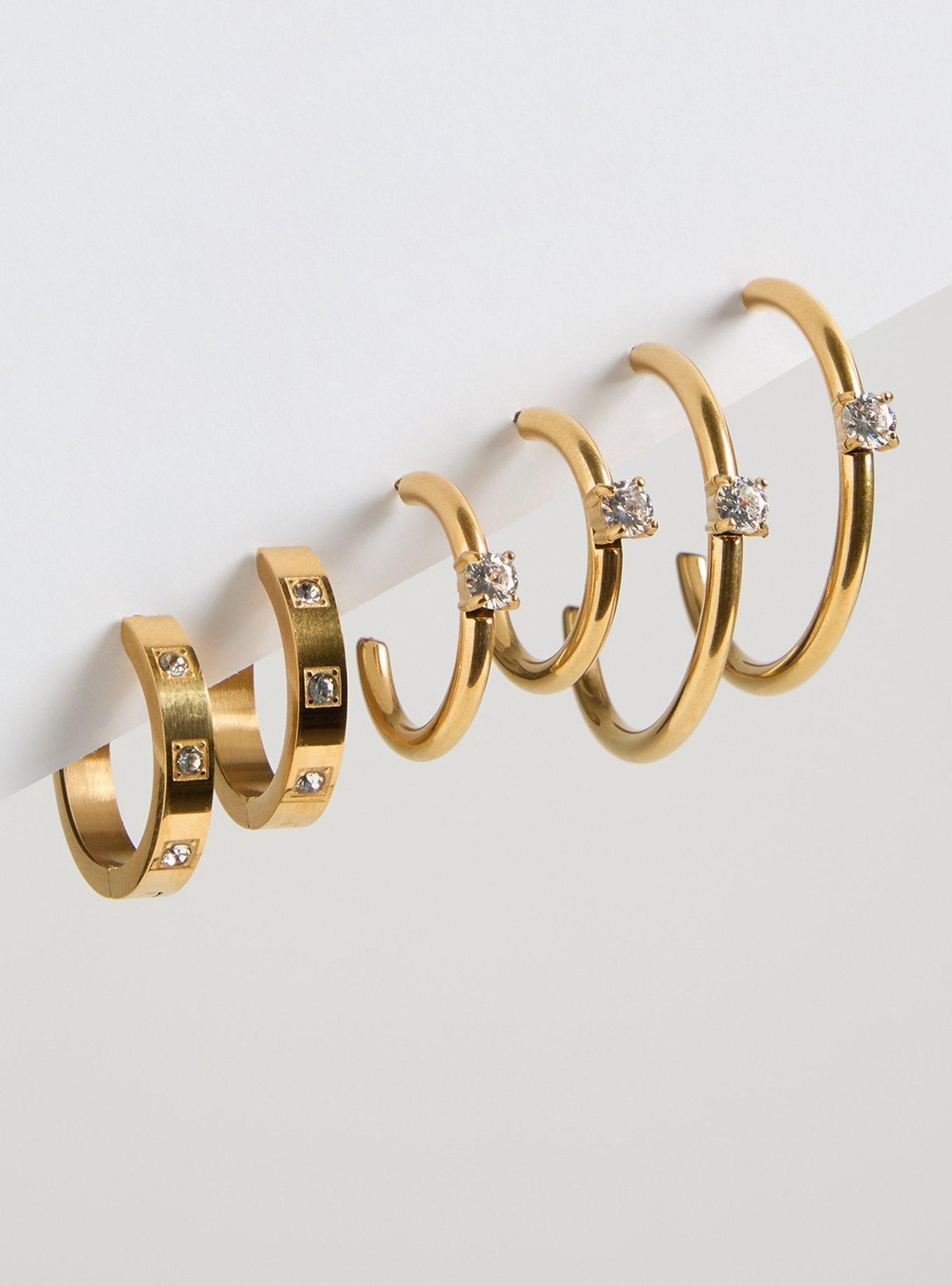 18k Stone Hoop Set