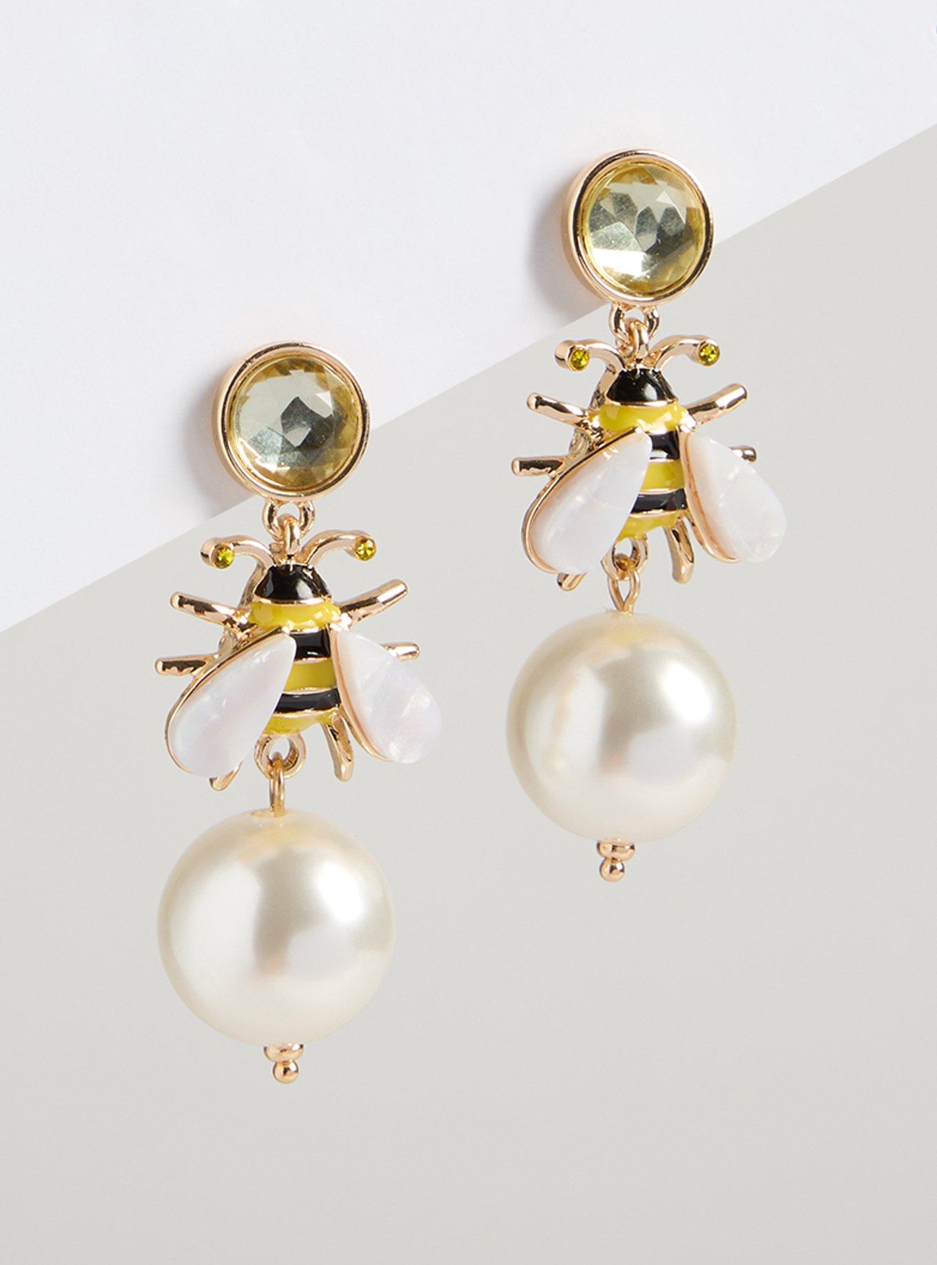 Spring Bee Pearl Earrings
