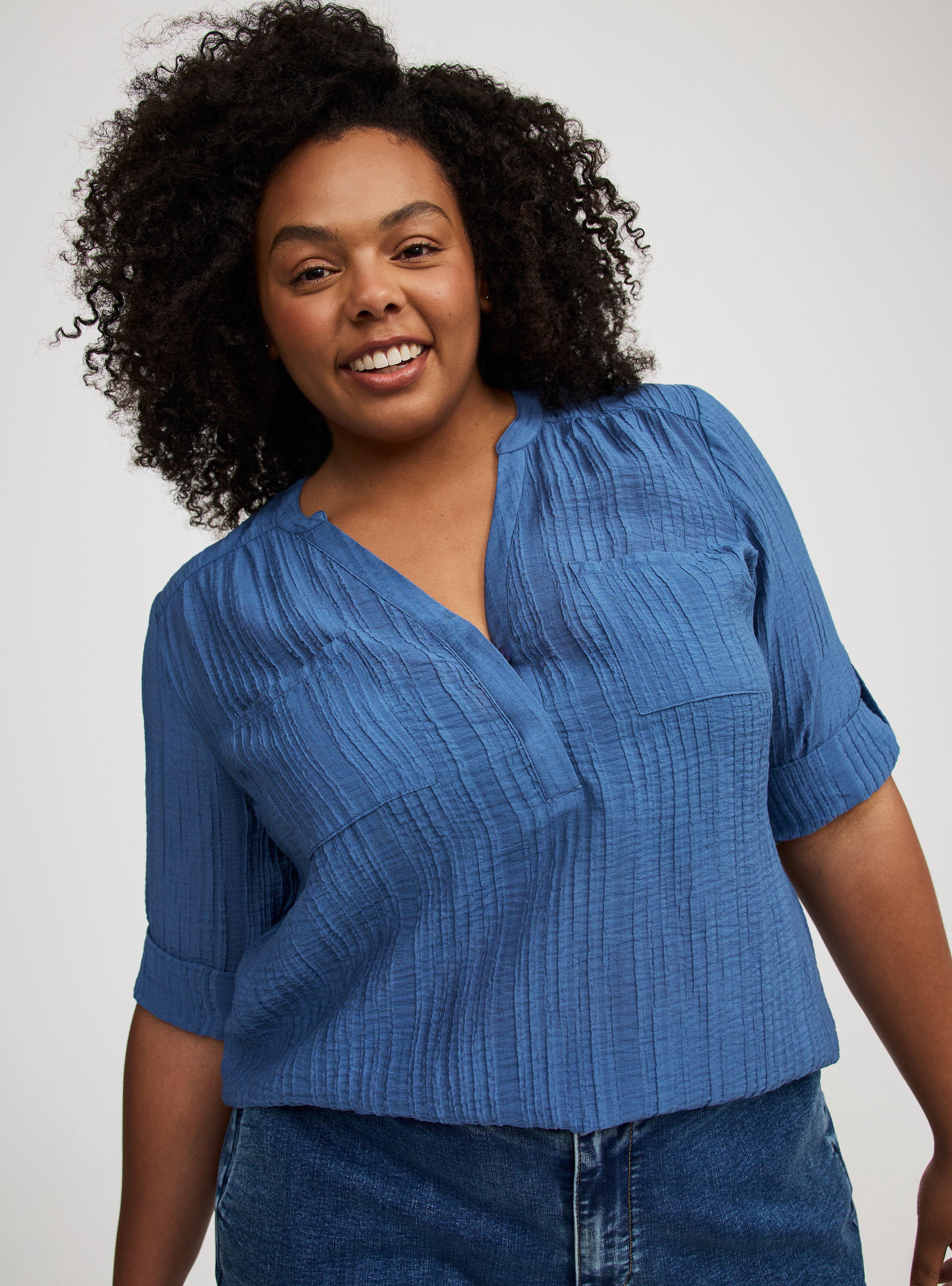 Harper Textured Stripe 3/4 Pullover Blouse