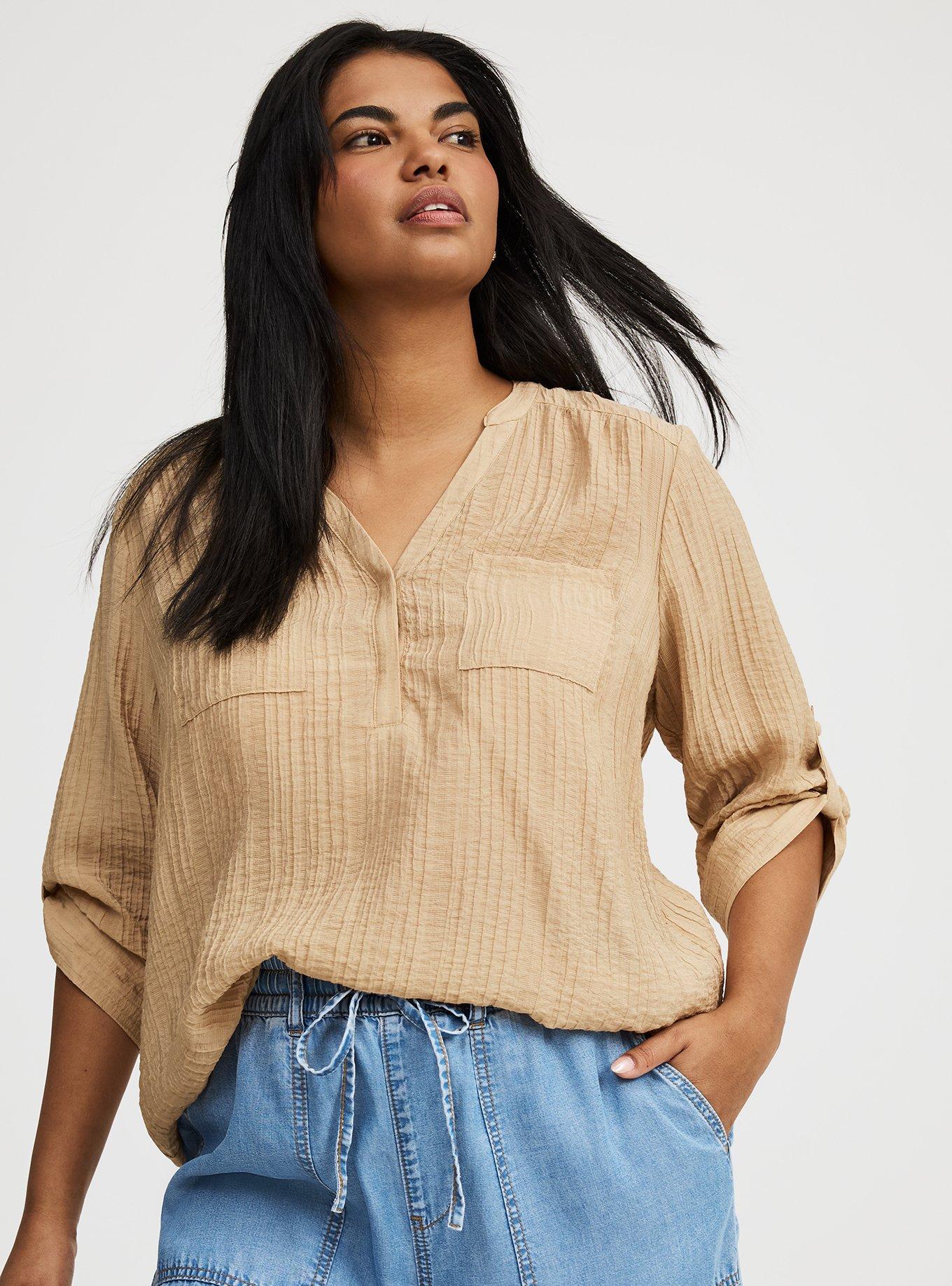 Harper Textured Stripe 3/4 Pullover Blouse