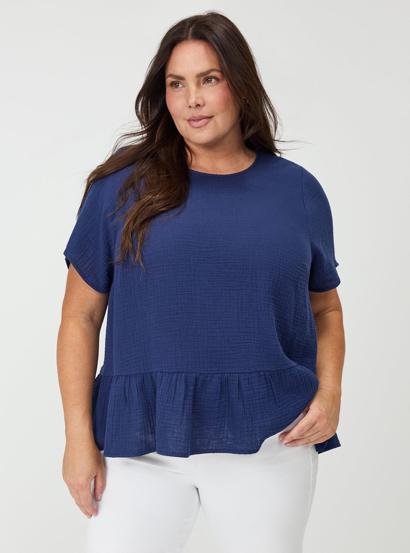 Short Sleeve Tiered Top, MEDIEVAL BLUE, hi-res