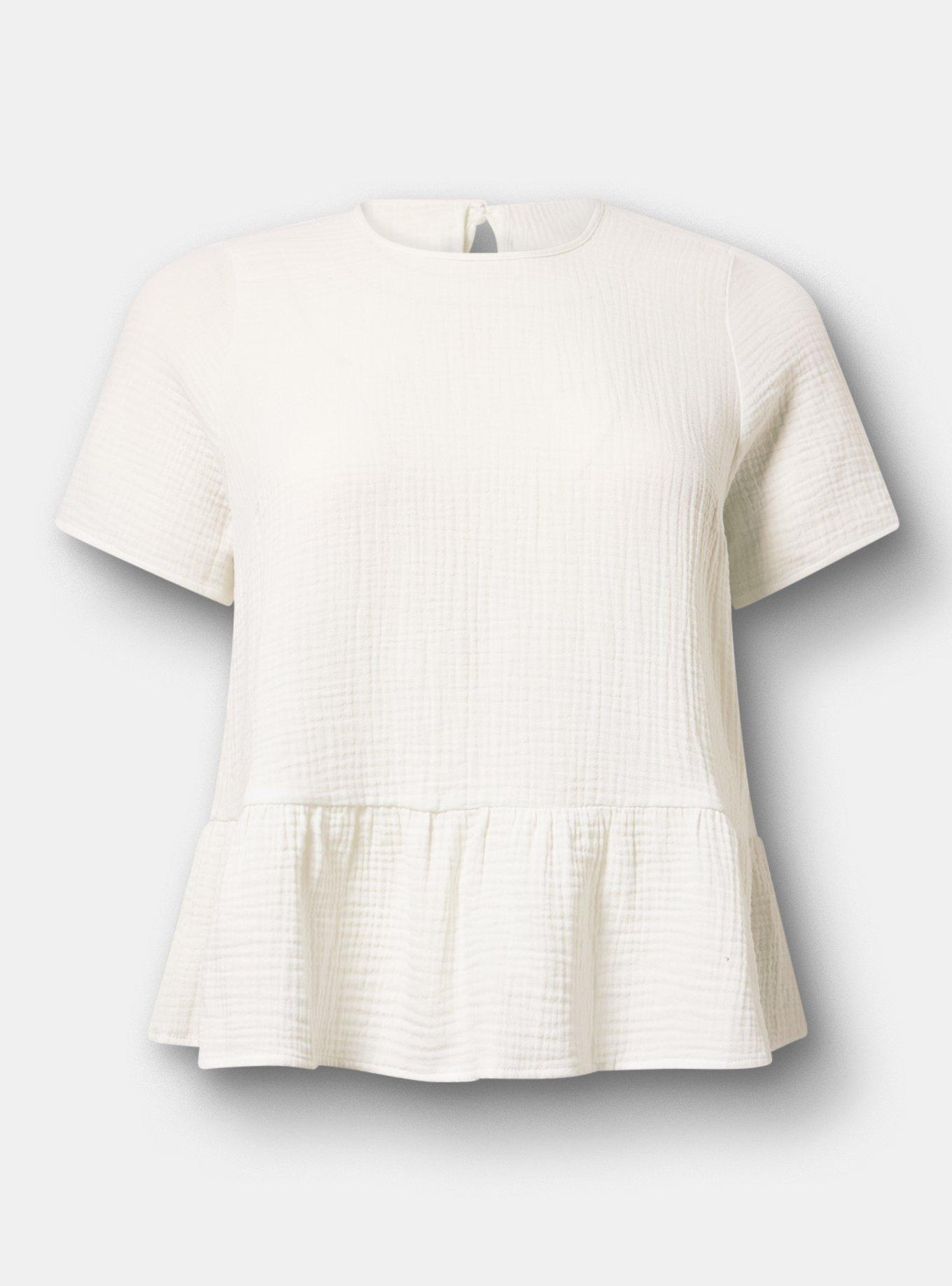 Short Sleeve Tiered Top, BLANC DE BLANC, hi-res