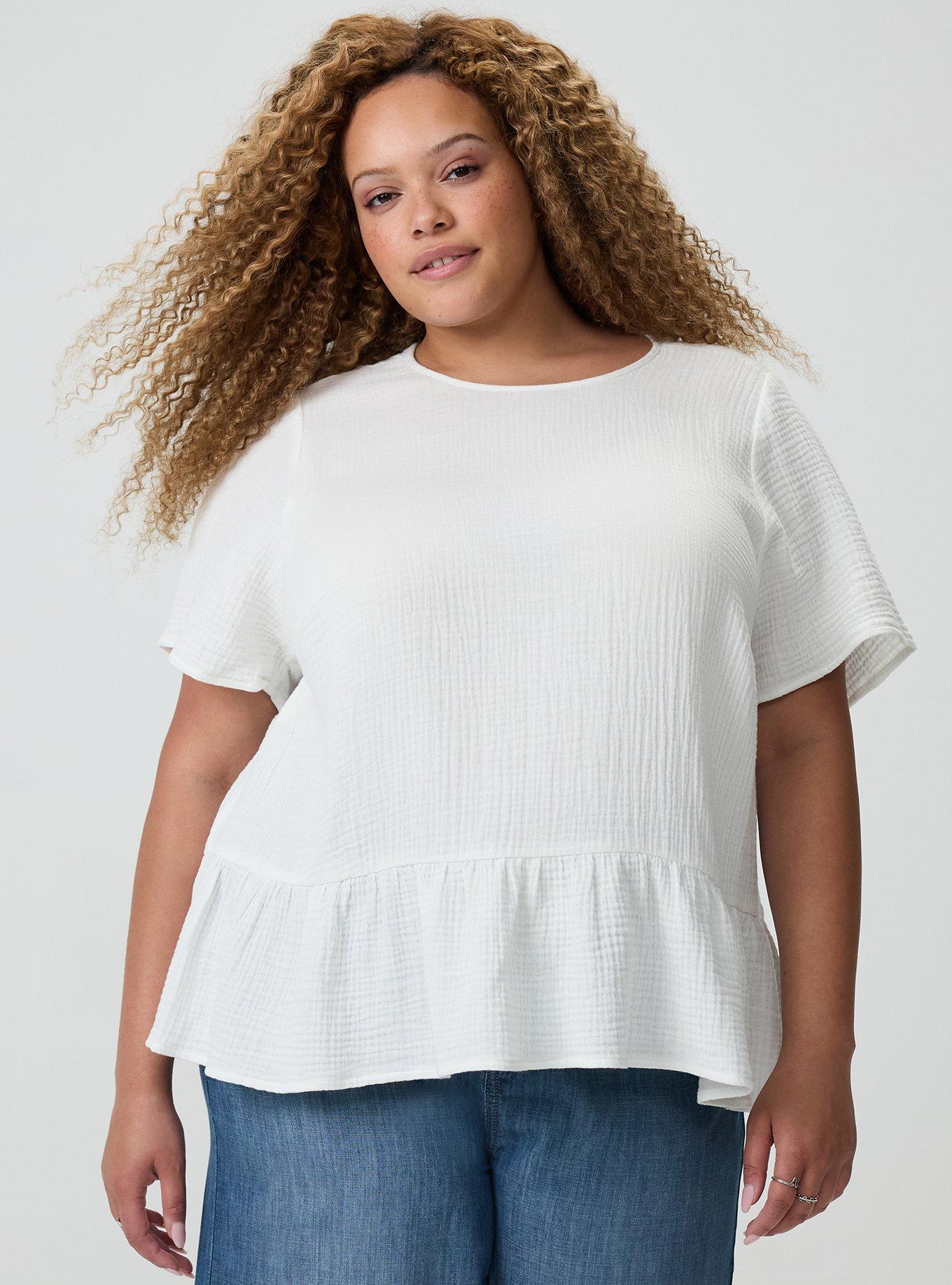 Short Sleeve Tiered Top, BLANC DE BLANC, hi-res