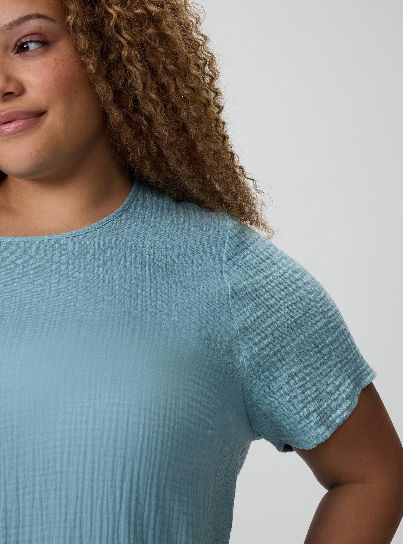 Short Sleeve Tiered Top, STONE BLUE, alternate