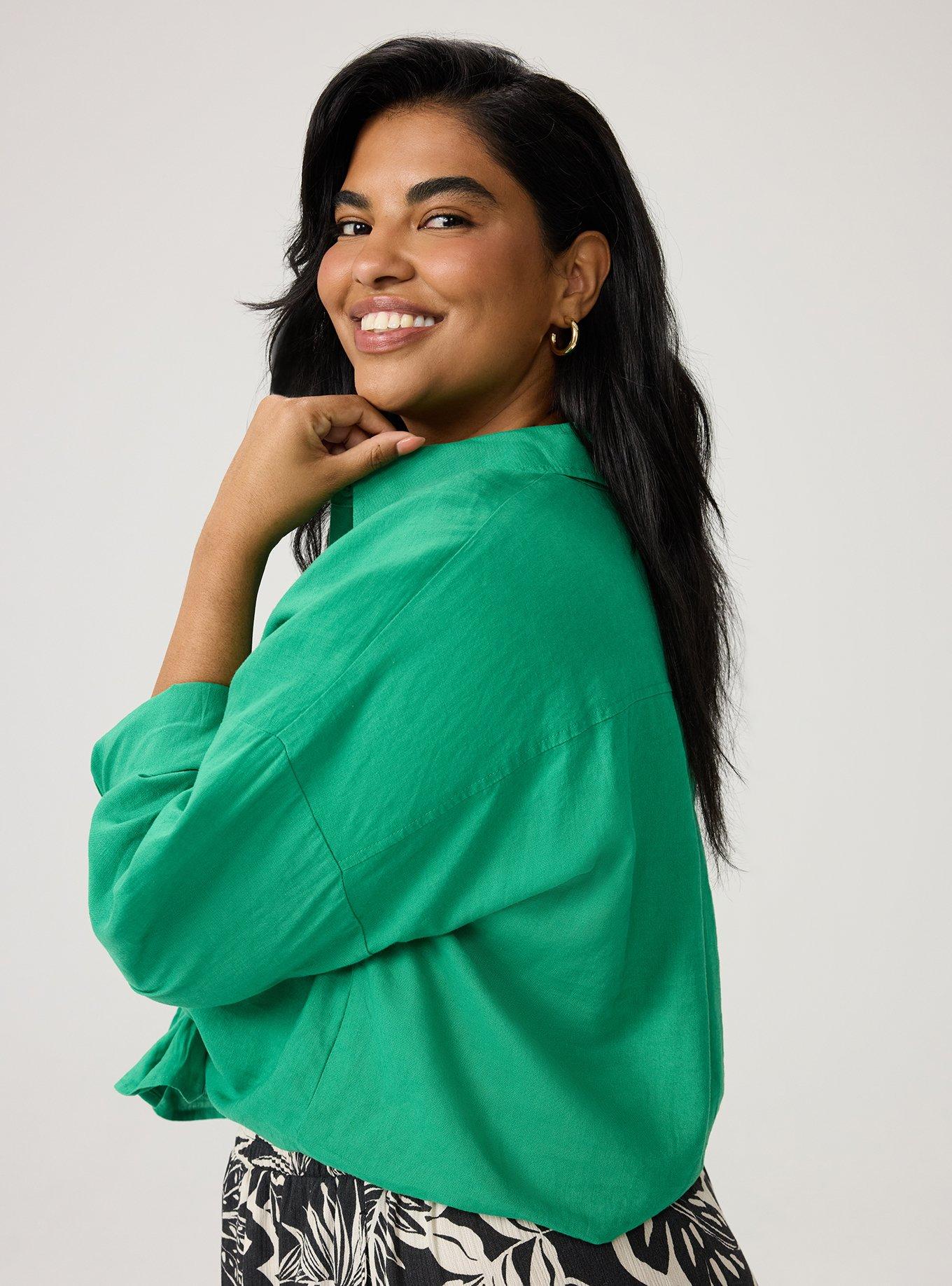 Relaxed Linen-Blend Shirt, JELLY BEAN, alternate