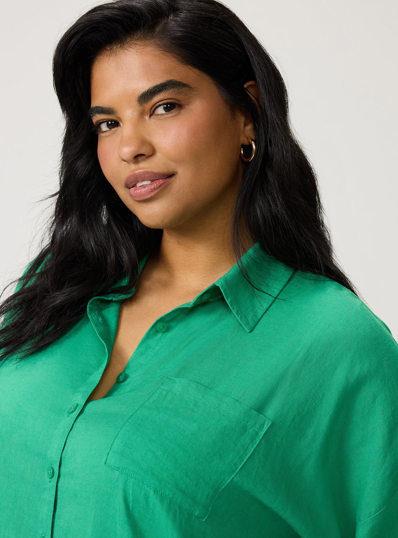 Relaxed Linen-Blend Shirt, JELLY BEAN, alternate