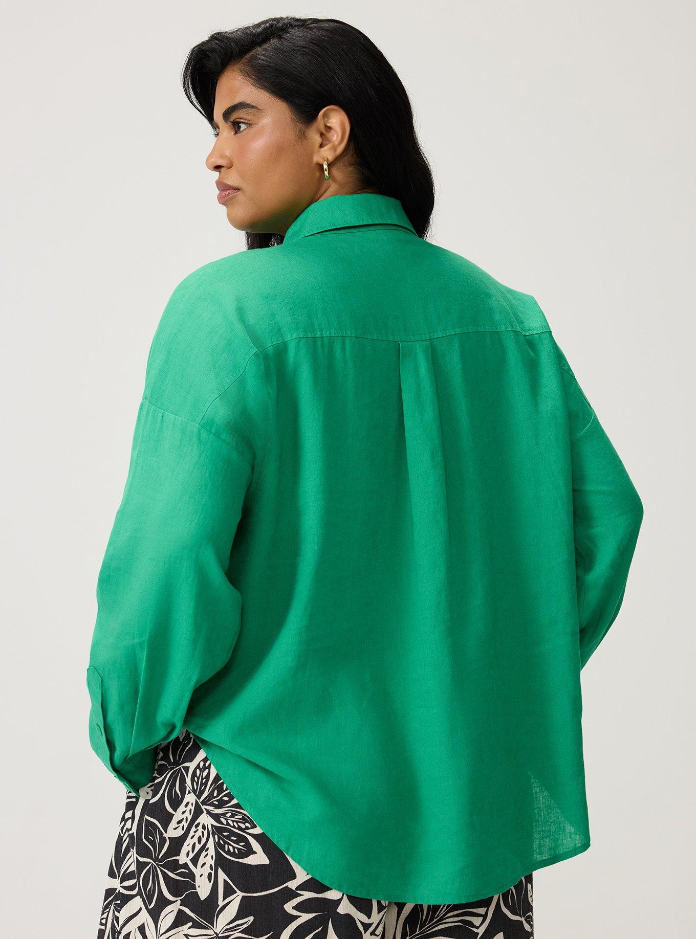 Relaxed Linen-Blend Shirt, JELLY BEAN, alternate