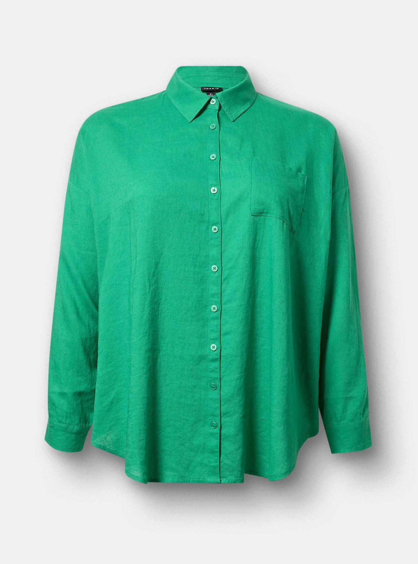 Relaxed Linen-Blend Shirt, JELLY BEAN, flat