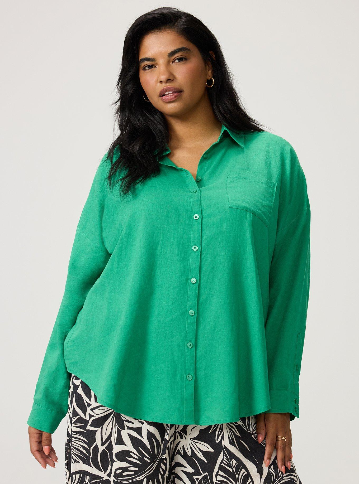 Relaxed Linen-Blend Shirt, JELLY BEAN, hi-res