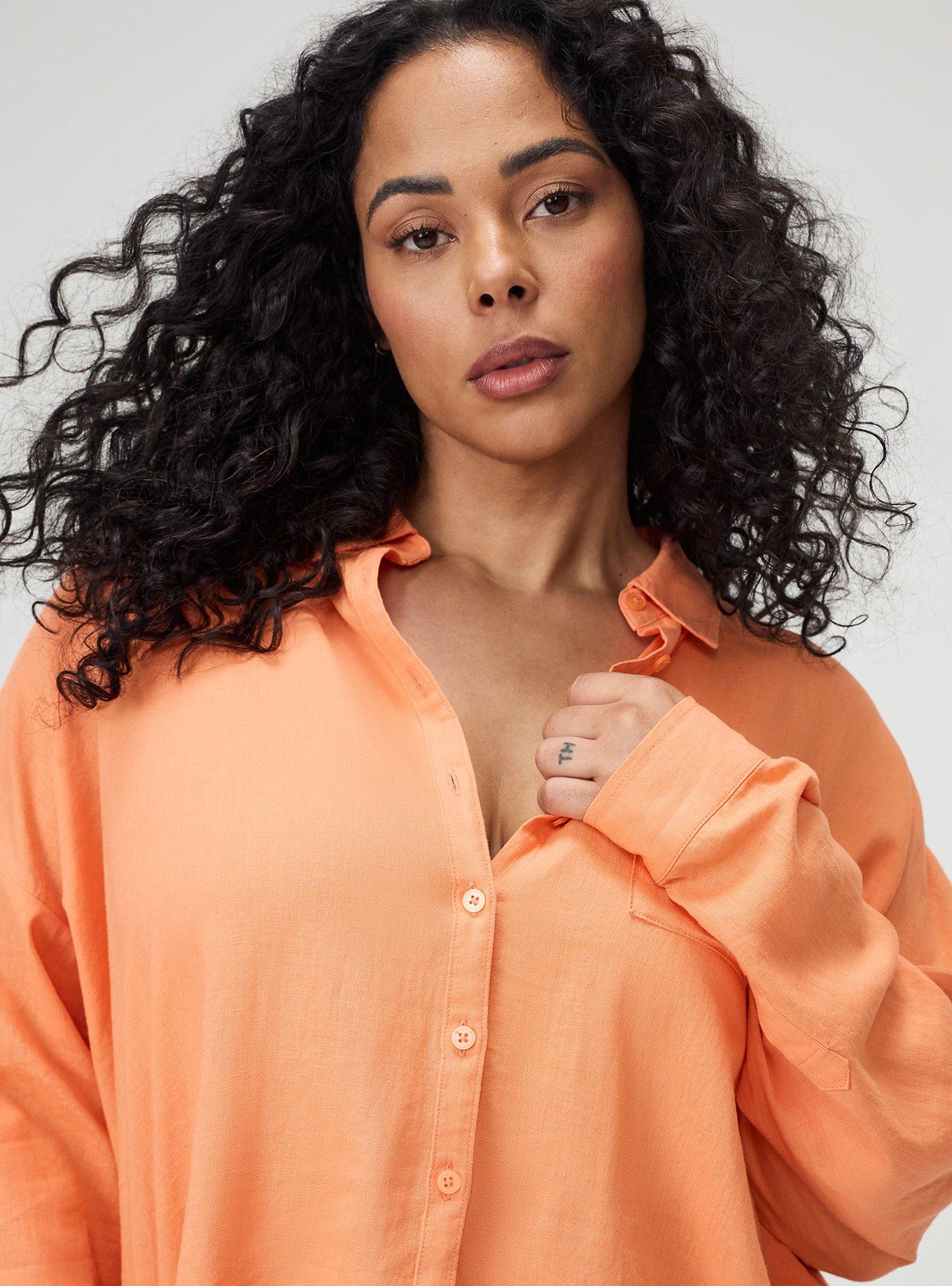 Relaxed Linen-Blend Shirt, MELON, alternate