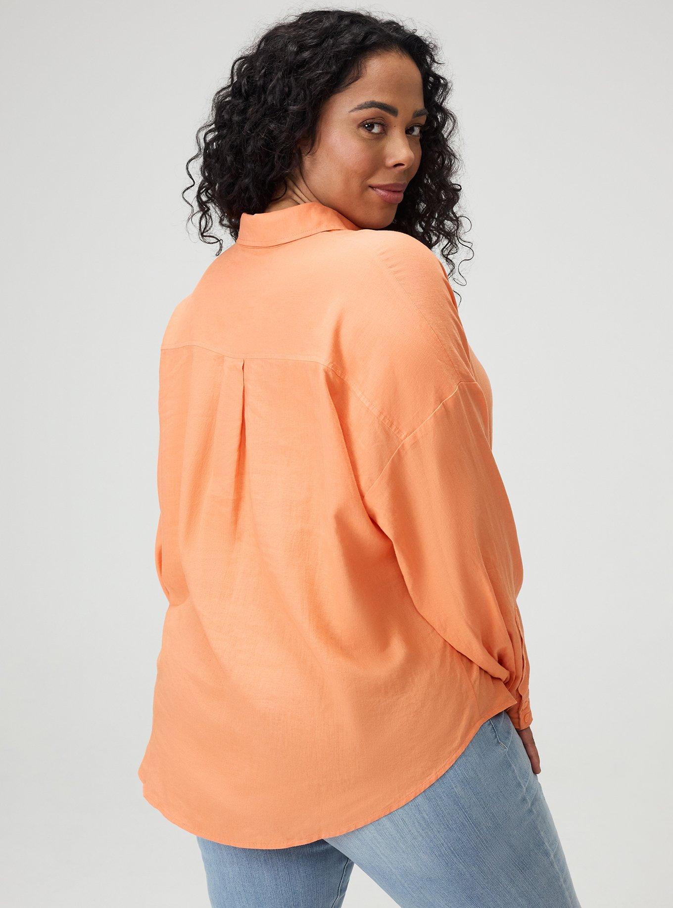 Relaxed Linen-Blend Shirt, MELON, alternate