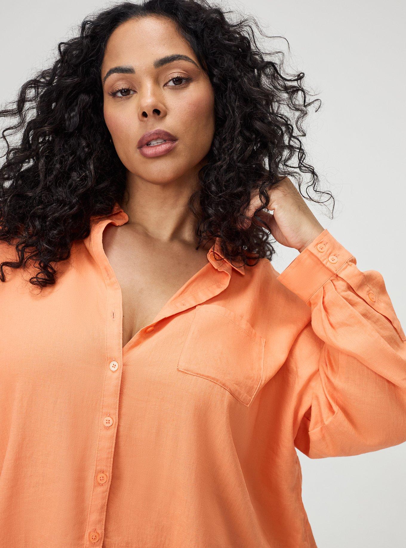 Relaxed Linen-Blend Shirt, MELON, alternate
