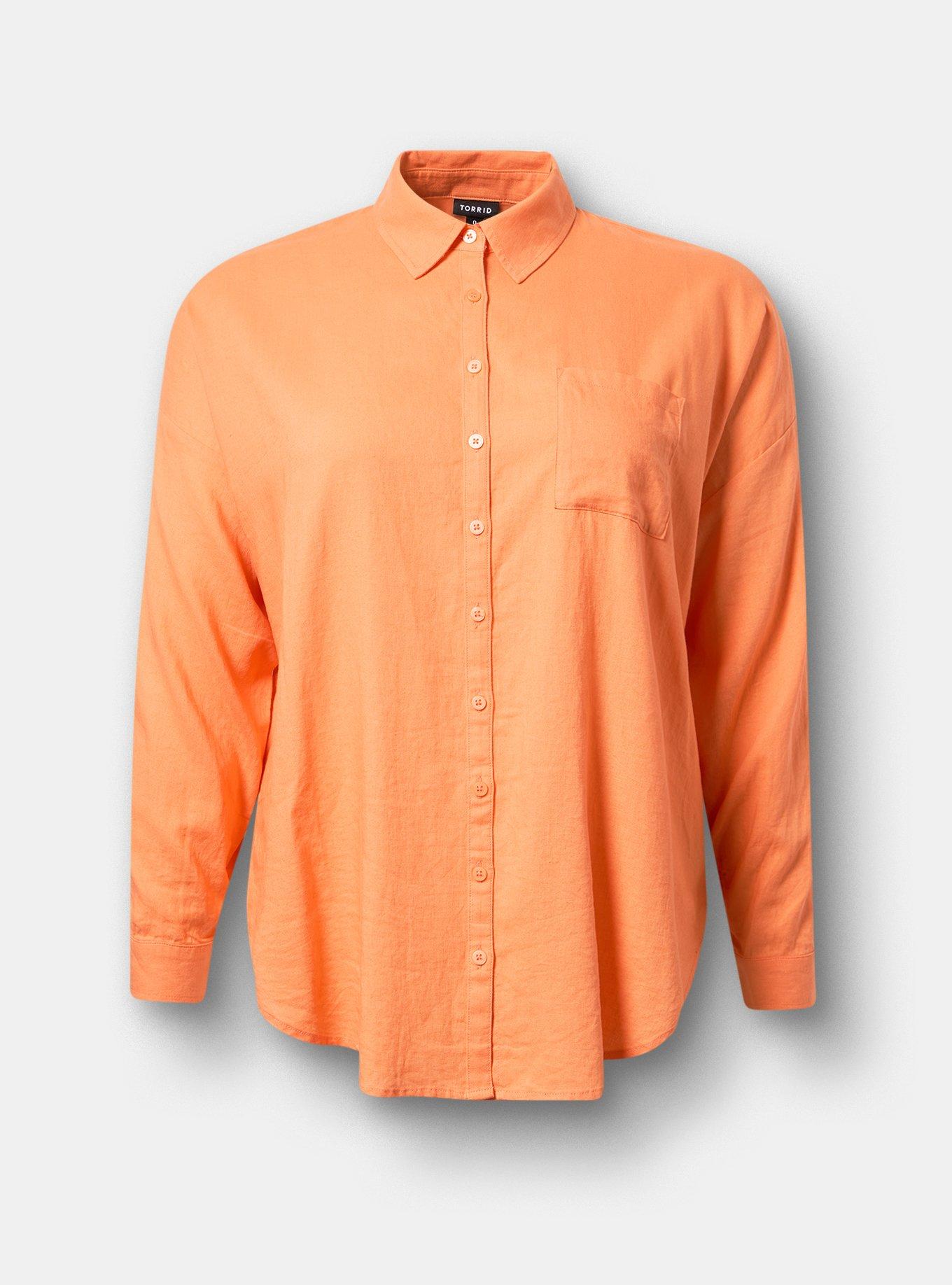 Relaxed Linen-Blend Shirt, MELON, flat