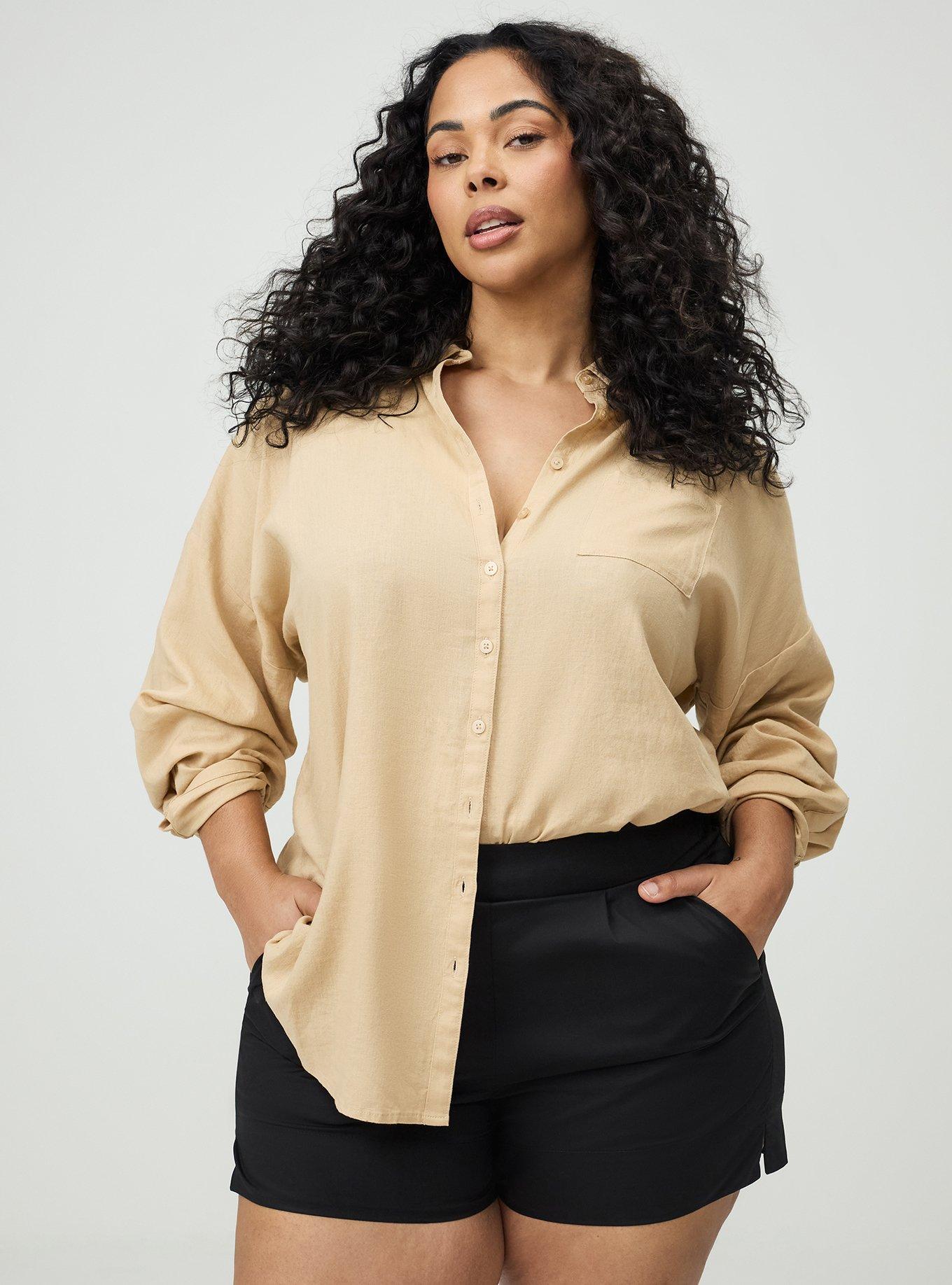 Relaxed Linen-Blend Shirt, GINGER ROOT, alternate