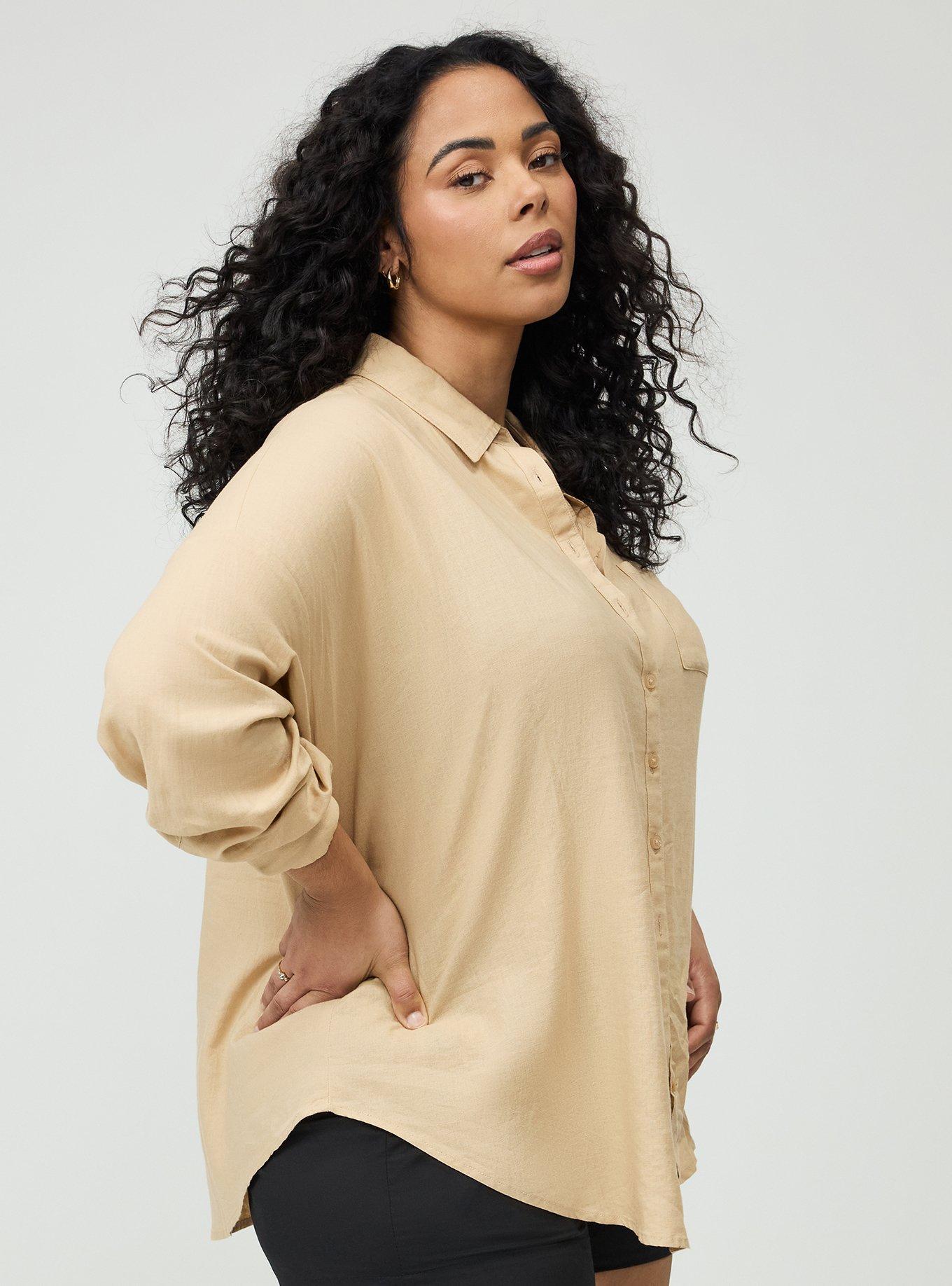 Relaxed Linen-Blend Shirt, GINGER ROOT, alternate