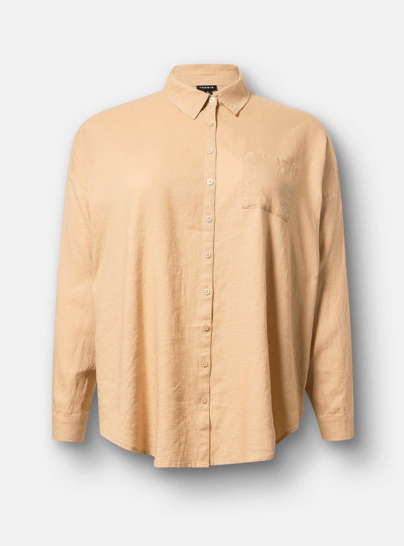 Relaxed Linen-Blend Shirt, GINGER ROOT, flat