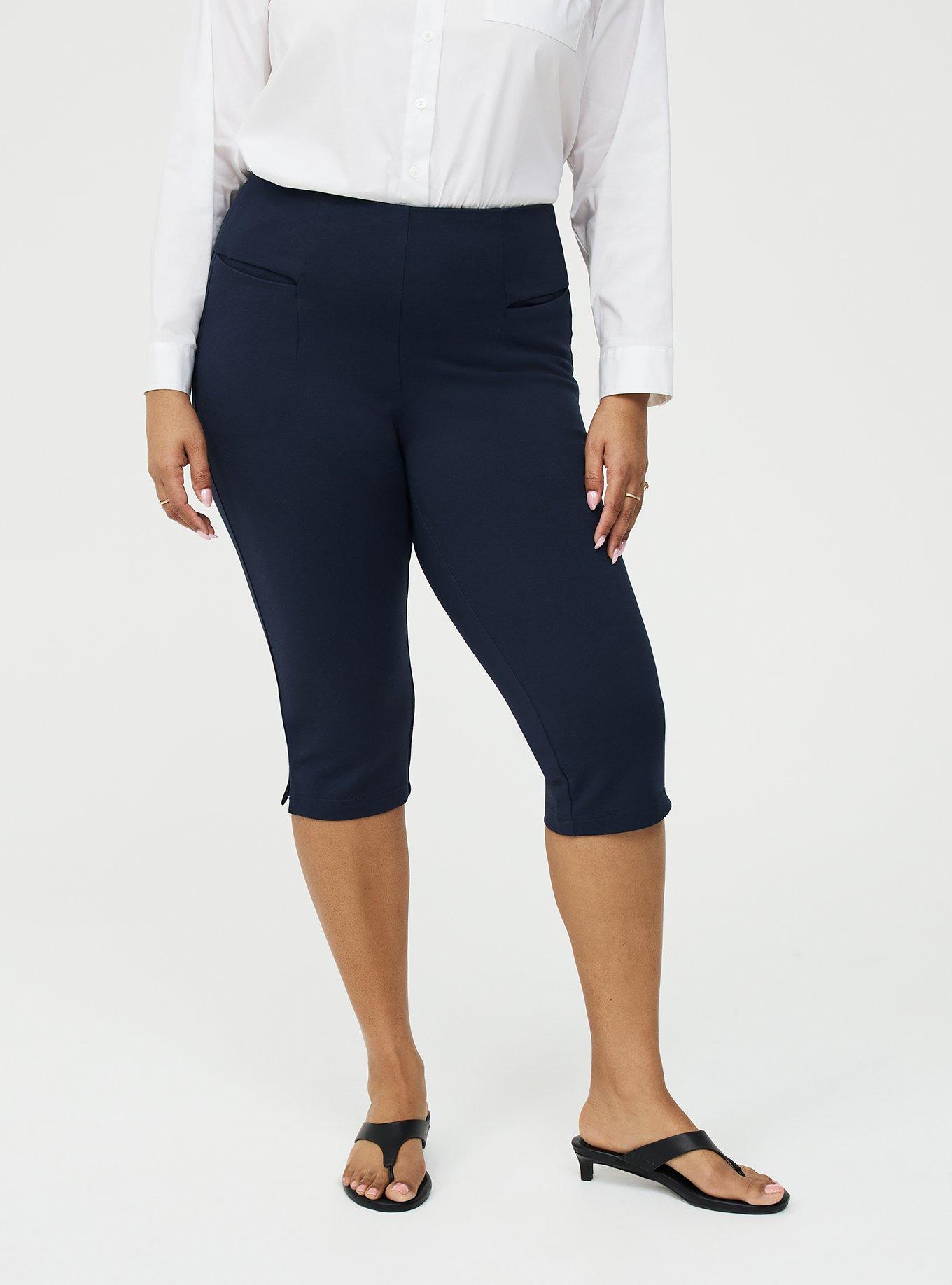 Pull-On High-Rise Capri Ponte Pant, TOTAL ECLIPSE, alternate
