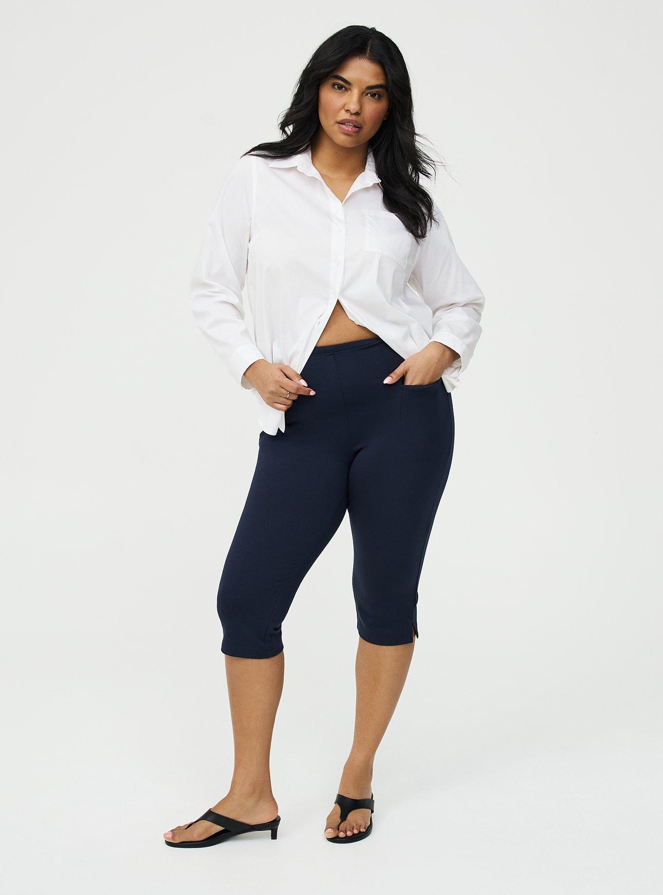 Pull-On High-Rise Capri Ponte Pant, TOTAL ECLIPSE, hi-res