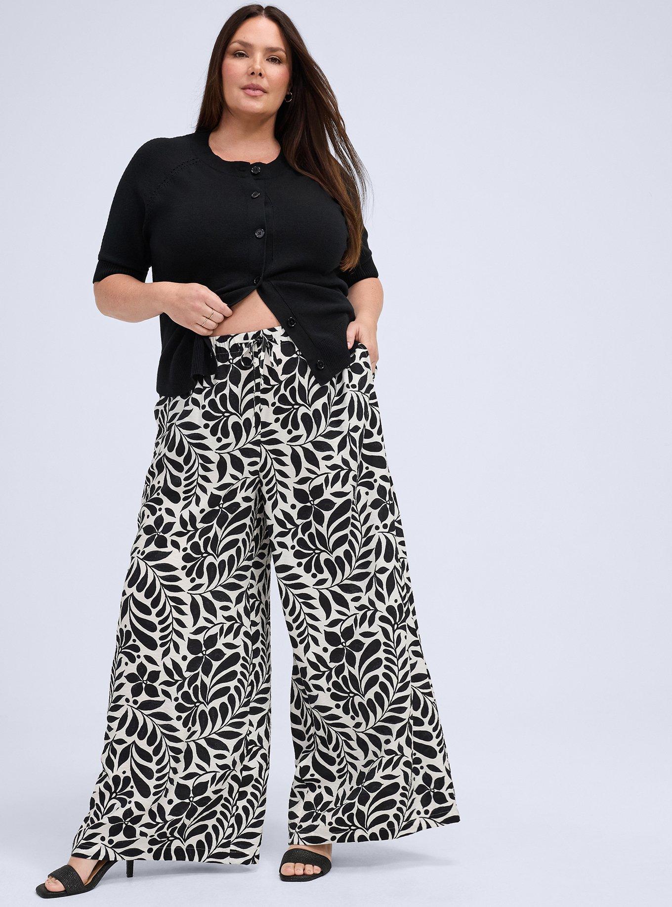Belle Isle High-Rise Pull-On Wide Leg Pant, RAMA LEAVES BLACK, hi-res