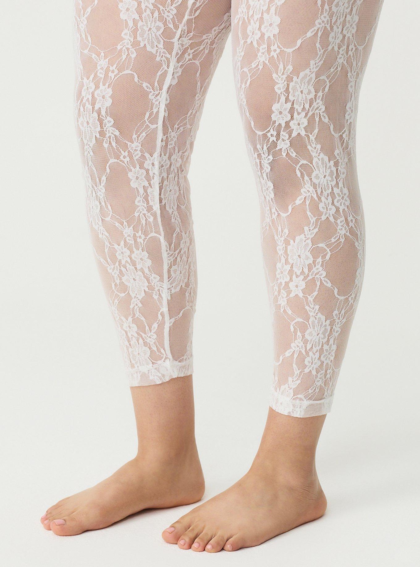 Footless Floral Tight, WHITE, alternate