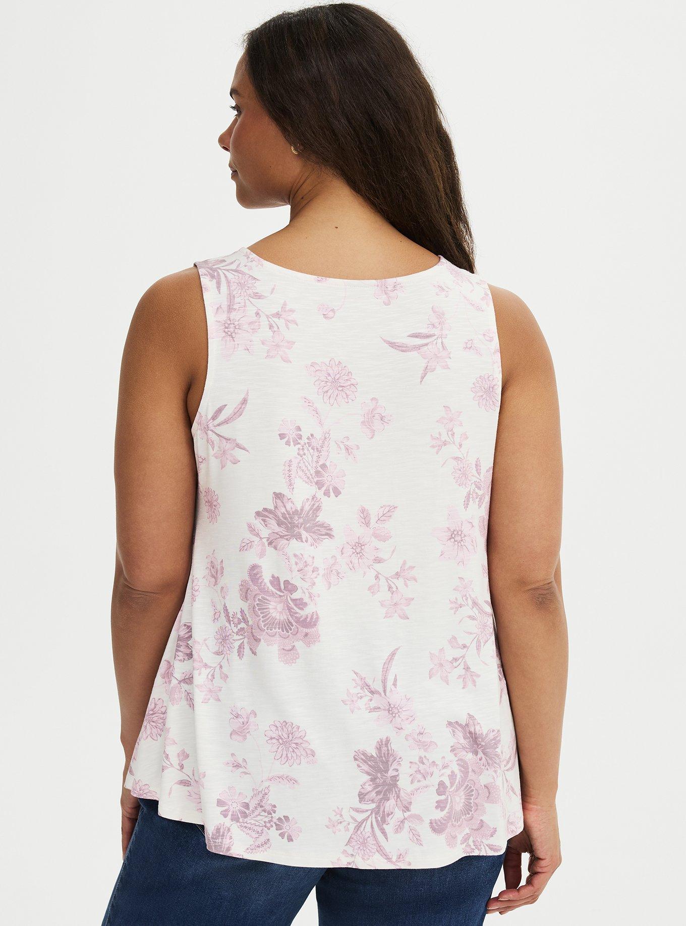 Supersoft Slub V-Neck Fit N Flare Top, HOLIDAY VINES PINK, alternate