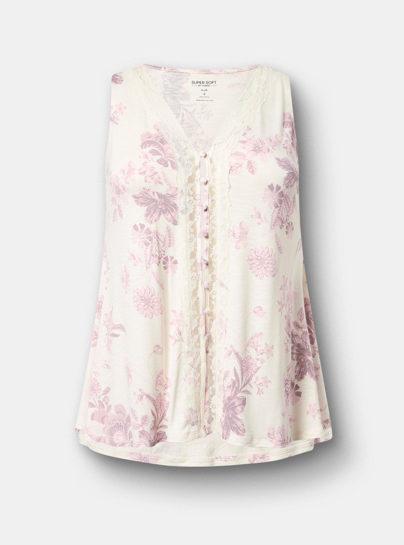 Supersoft Slub V-Neck Fit N Flare Top, HOLIDAY VINES PINK, hi-res