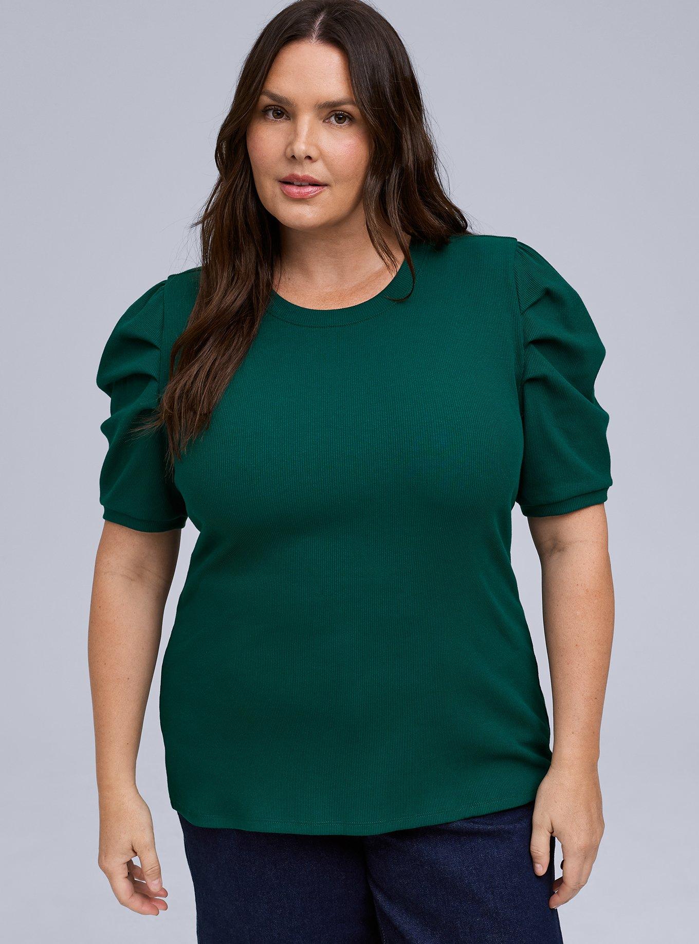 Belle Isle Ruched Sleeve Crew Tee, BOTANICAL GARDEN, hi-res