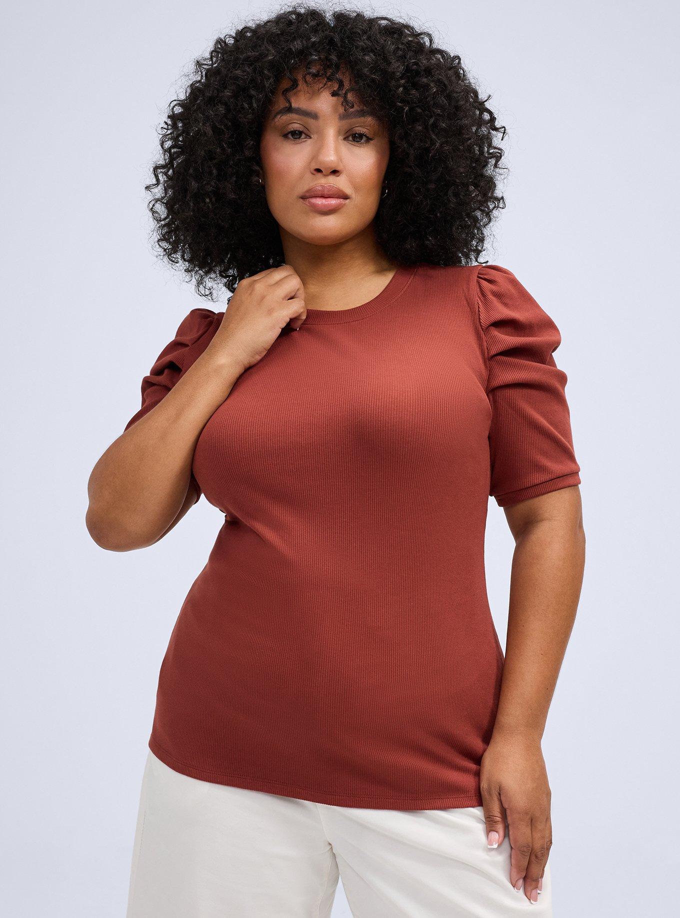 Belle Isle Ruched Sleeve Crew Tee, ROASTED RUSSET, hi-res