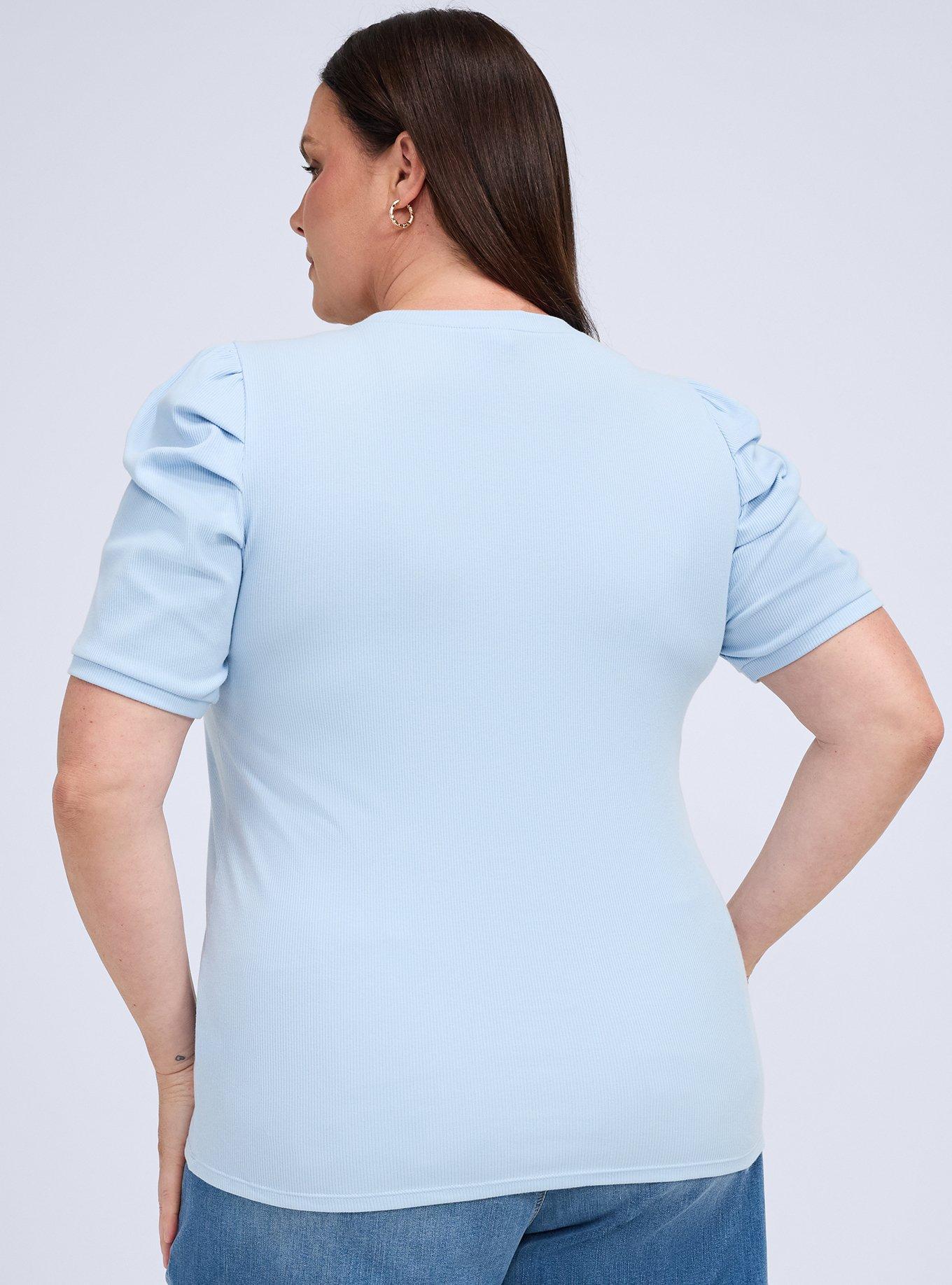 Belle Isle Ruched Sleeve Crew Tee, CERULEAN, alternate