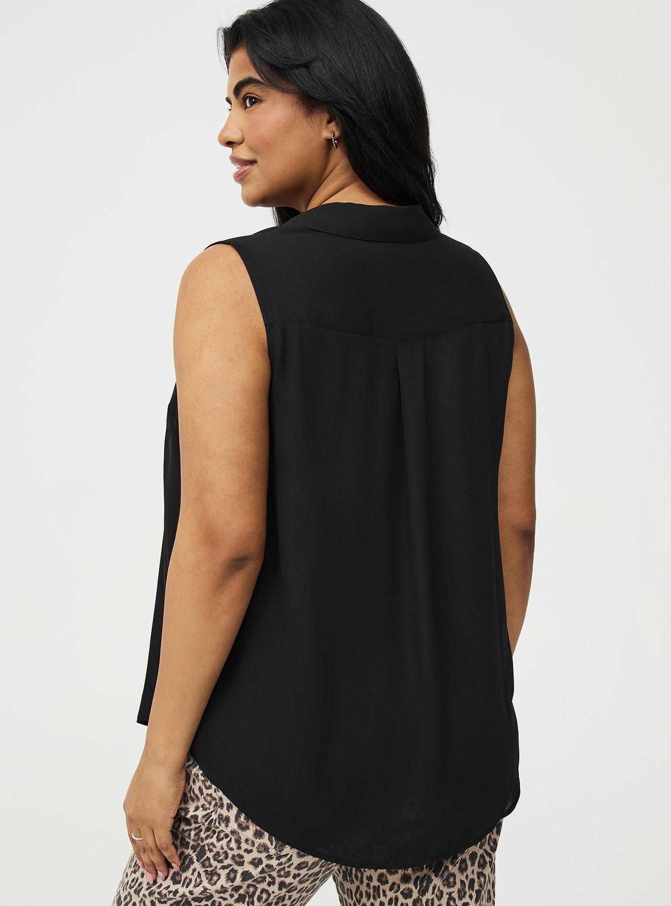 Harper Georgette Pullover Sleeveless Blouse, DEEP BLACK, alternate
