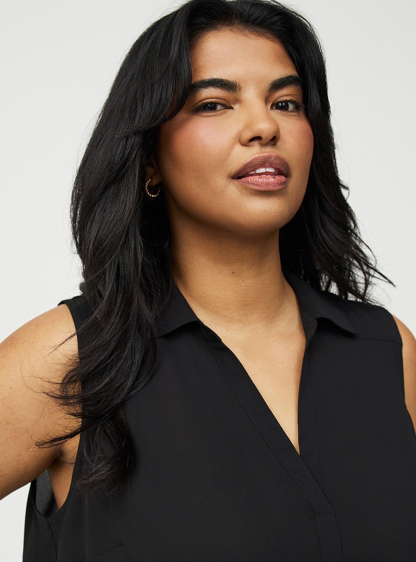 Harper Georgette Pullover Sleeveless Blouse, DEEP BLACK, alternate