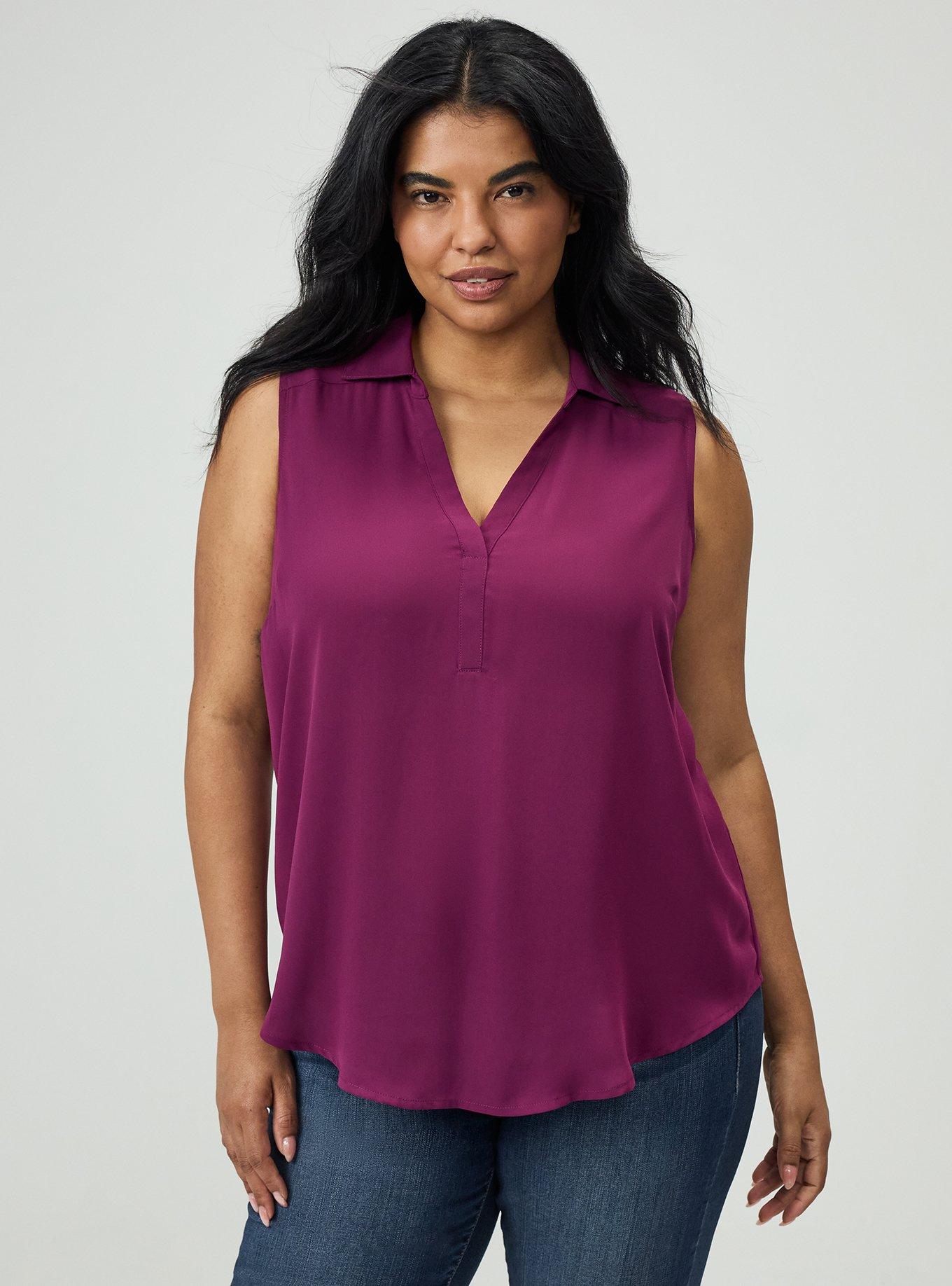 Harper Georgette Pullover Sleeveless Blouse, PLUM CASPIA, alternate