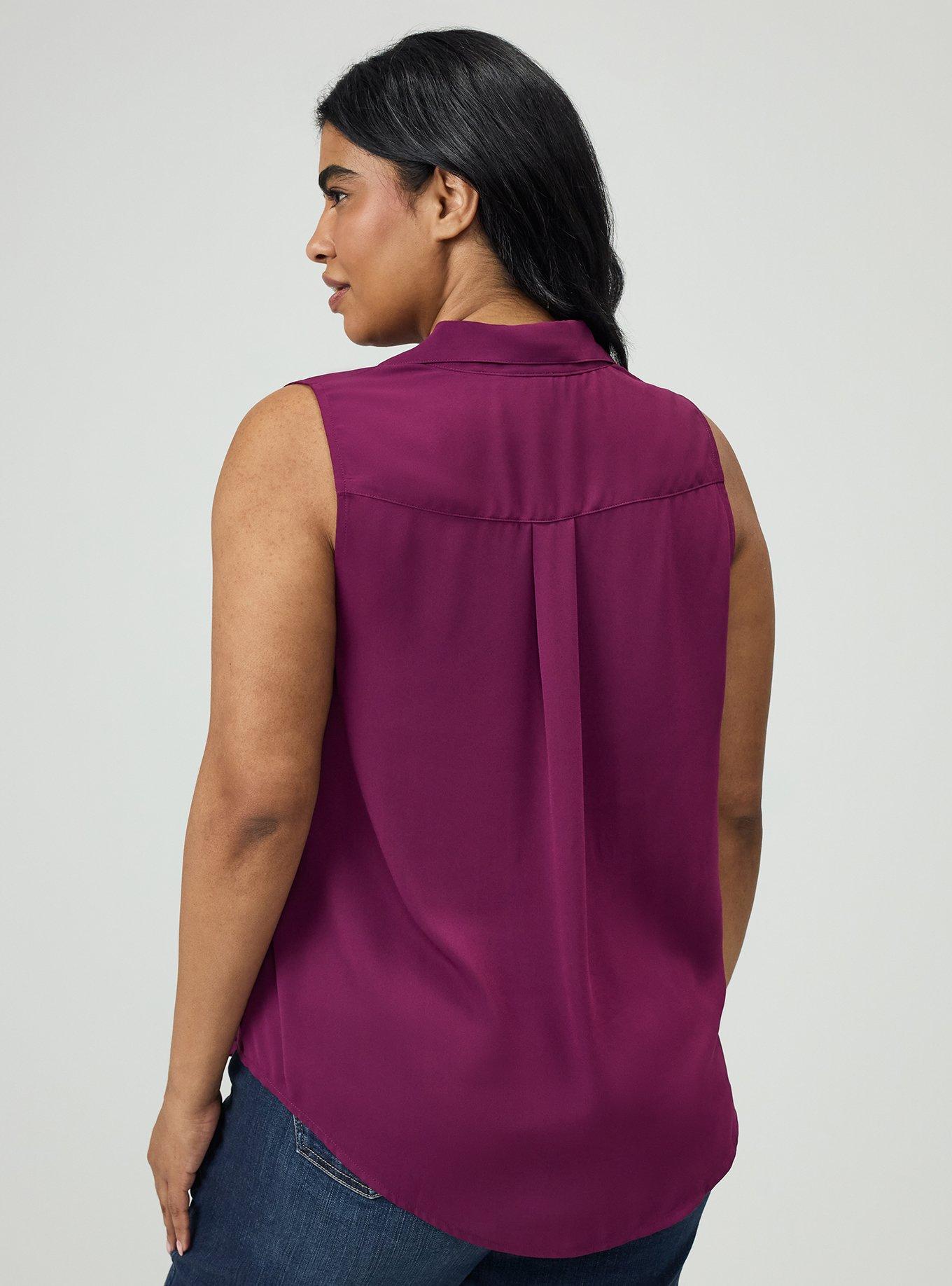 Harper Georgette Pullover Sleeveless Blouse, PLUM CASPIA, alternate