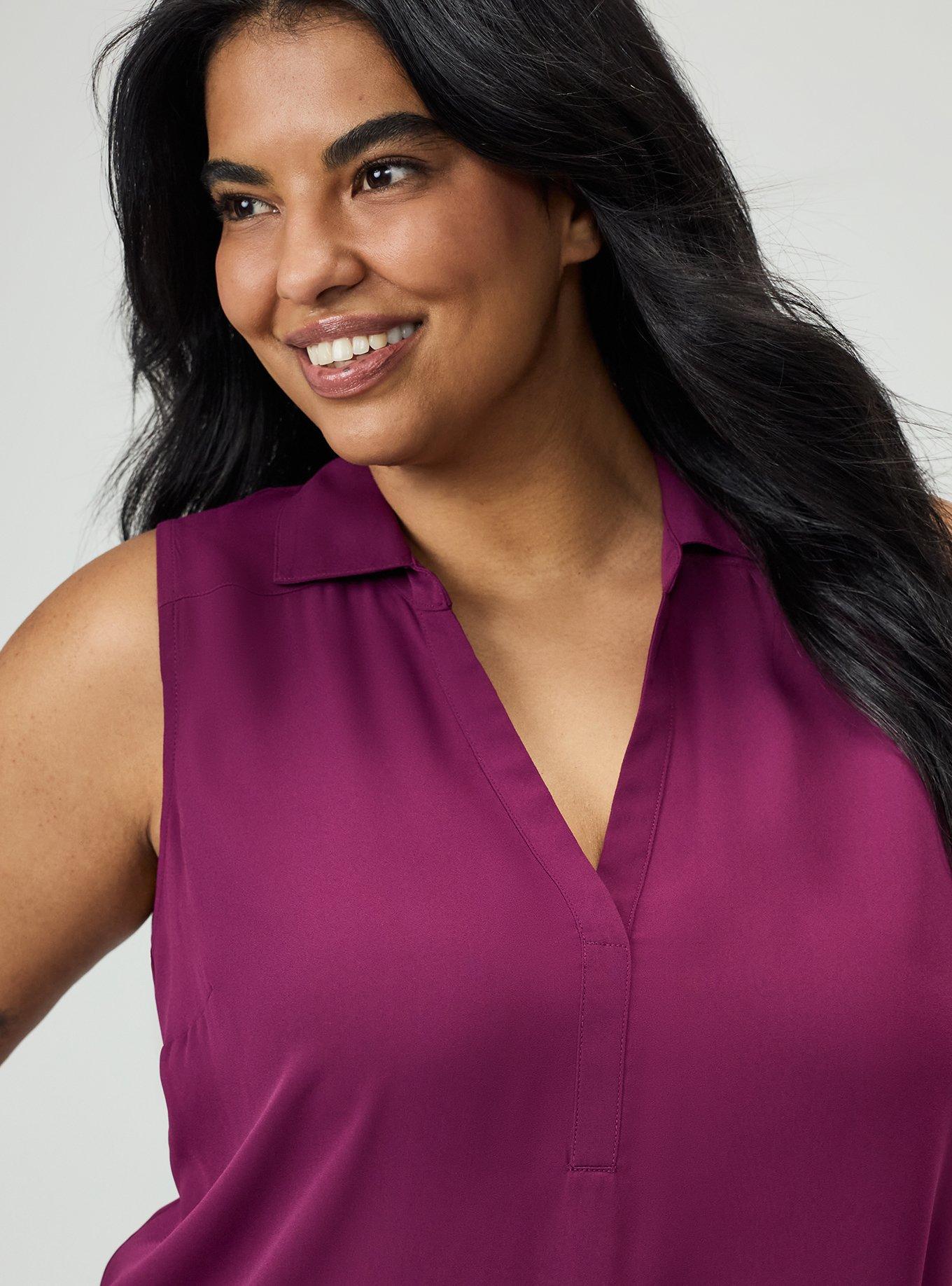 Harper Georgette Pullover Sleeveless Blouse, PLUM CASPIA, alternate