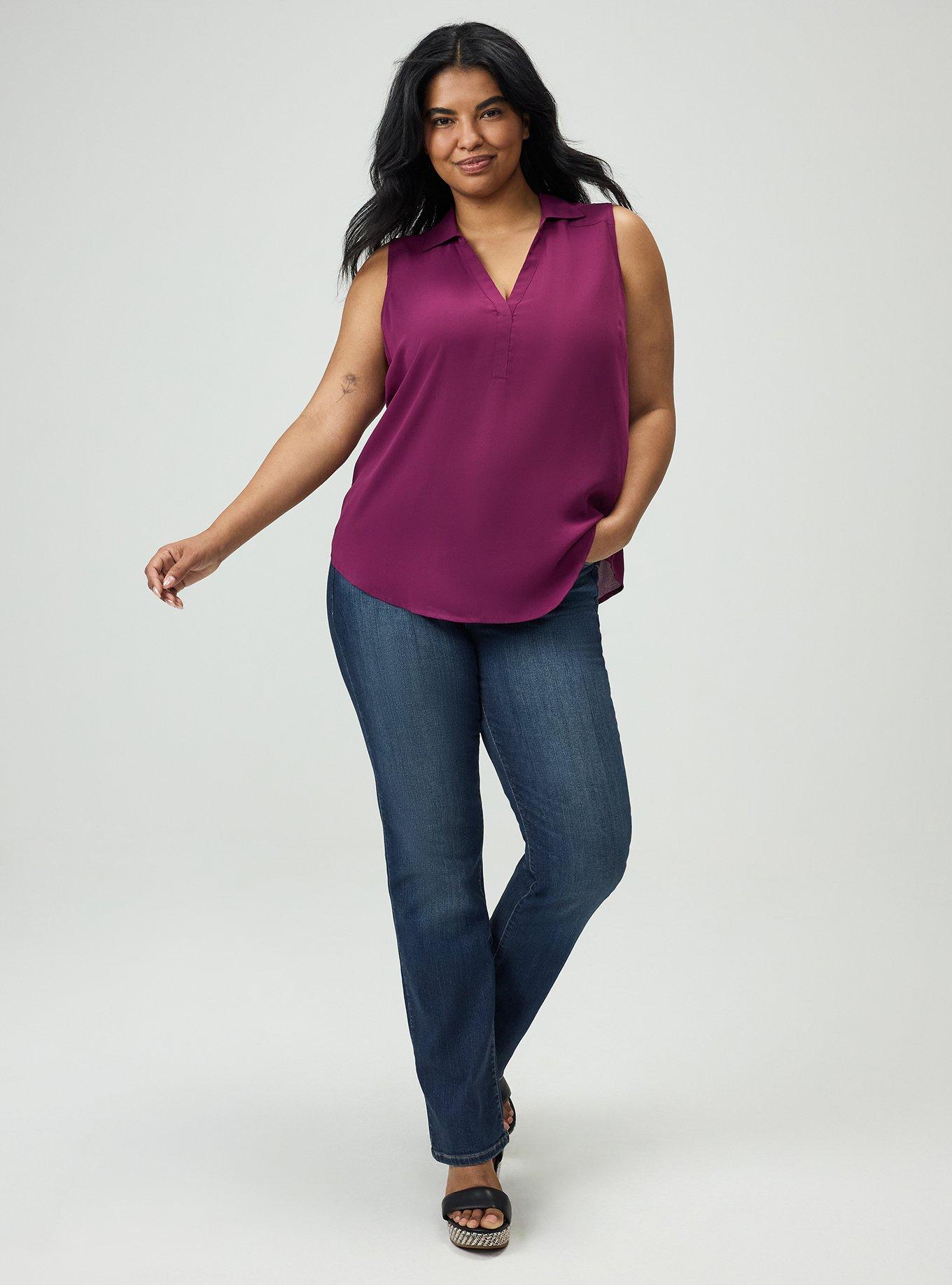 Harper Georgette Pullover Sleeveless Blouse, PLUM CASPIA, hi-res