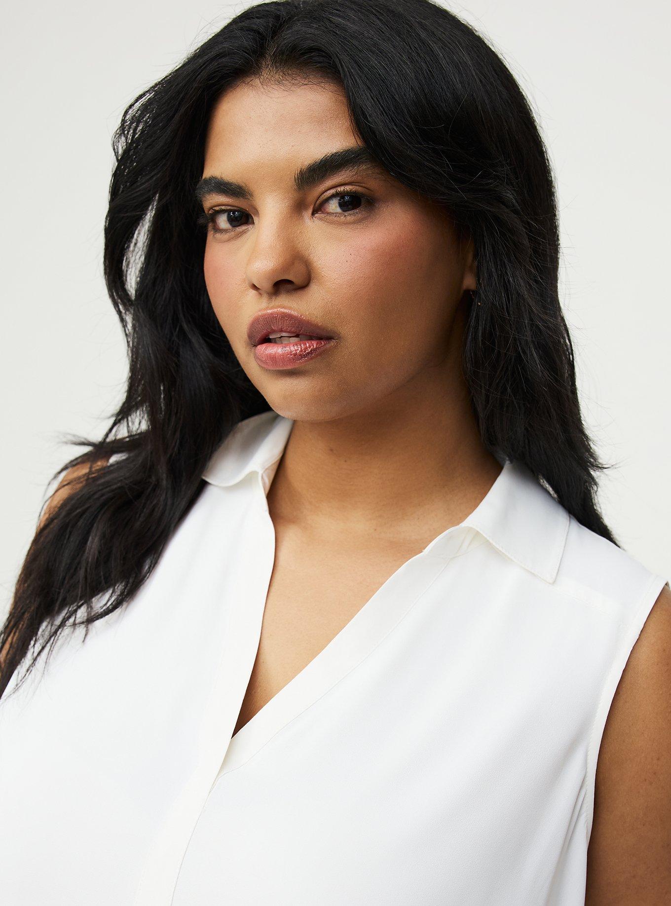 Harper Georgette Pullover Sleeveless Blouse, BLANC DE BLANC, alternate