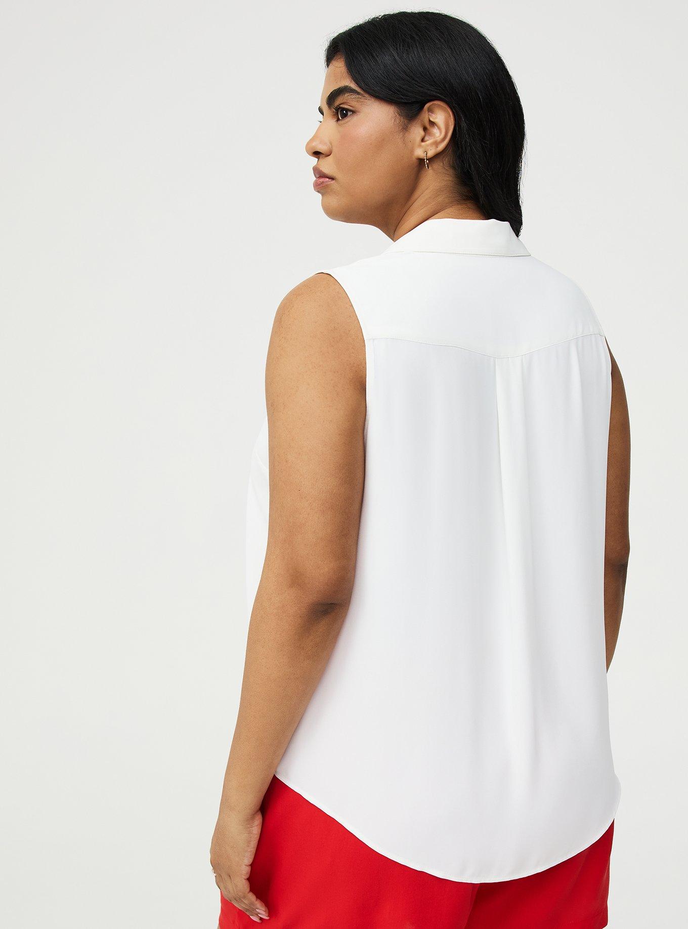 Harper Georgette Pullover Sleeveless Blouse, BLANC DE BLANC, alternate