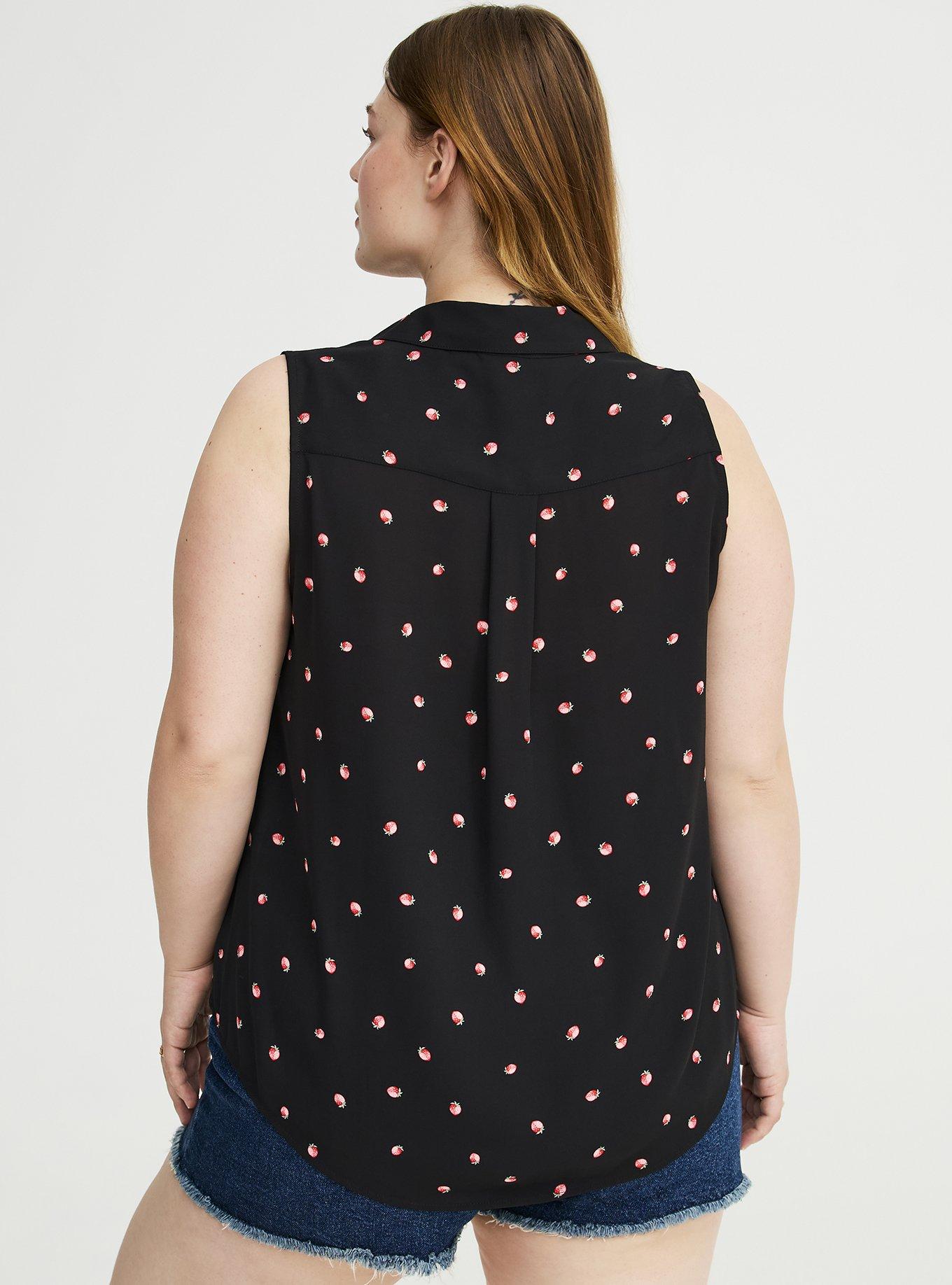 Harper Georgette Pullover Sleeveless Blouse, SPACED STRAWBERRY BLACK, alternate