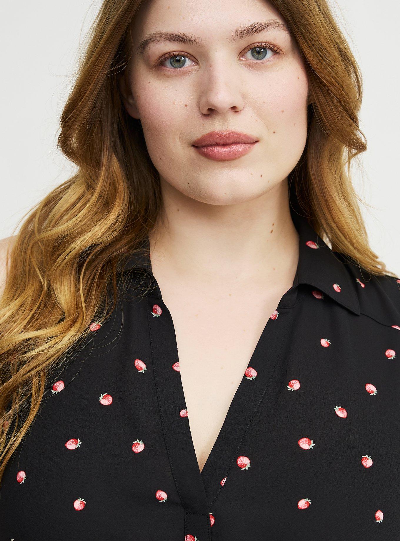 Harper Georgette Pullover Sleeveless Blouse, SPACED STRAWBERRY BLACK, alternate