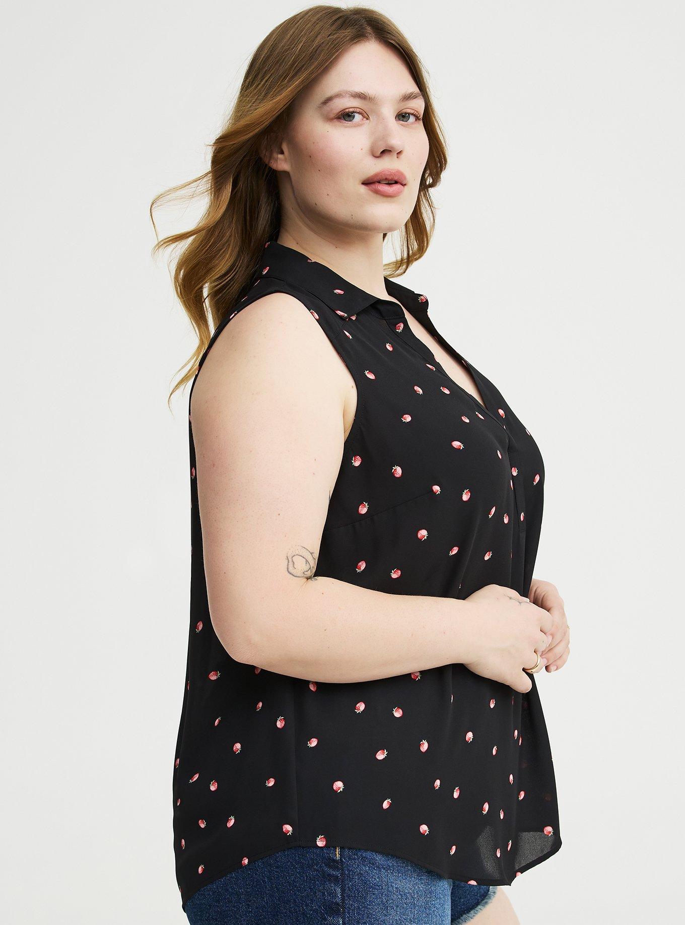 Harper Georgette Pullover Sleeveless Blouse, SPACED STRAWBERRY BLACK, alternate