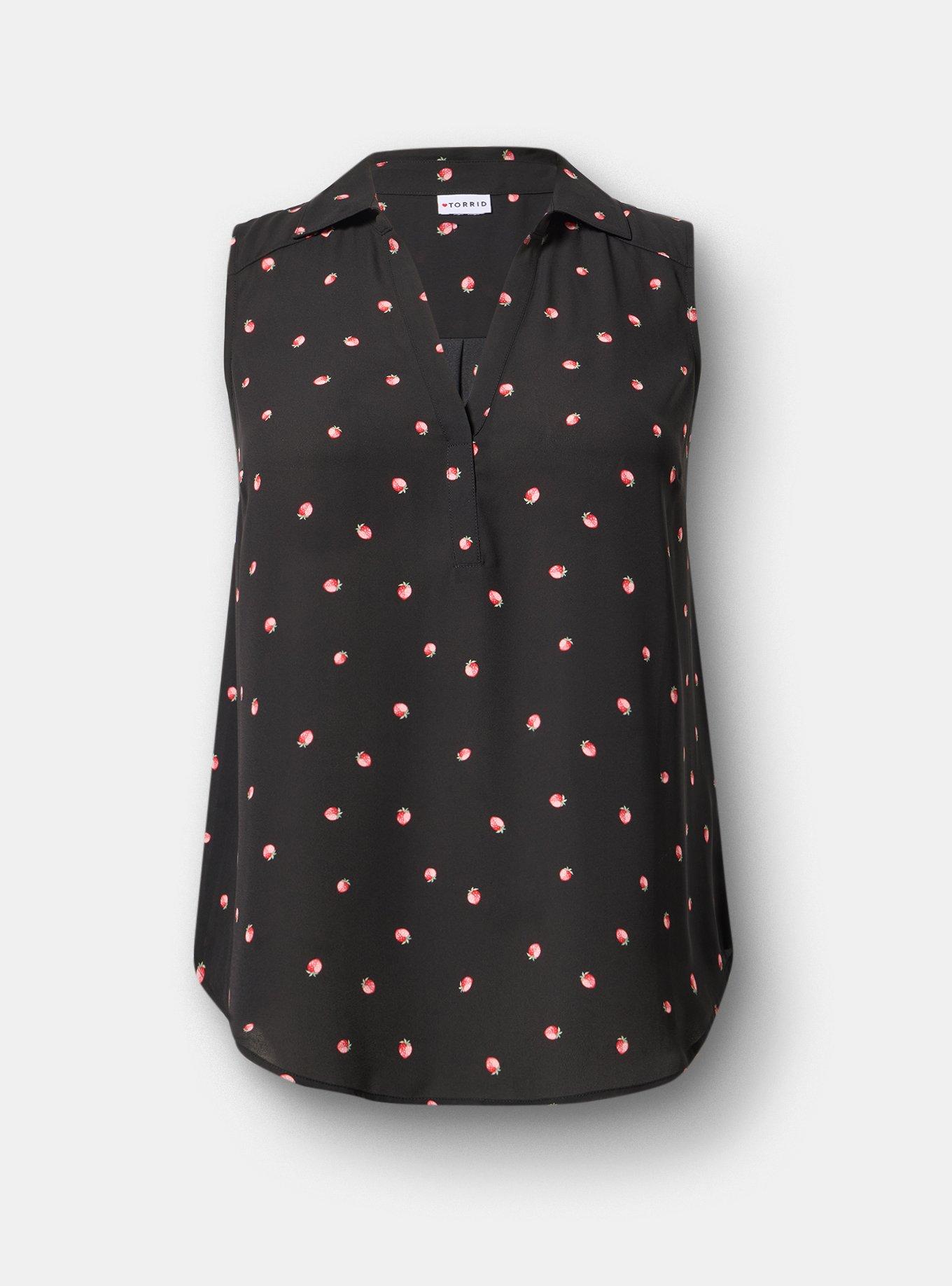 Harper Georgette Pullover Sleeveless Blouse, SPACED STRAWBERRY BLACK, hi-res