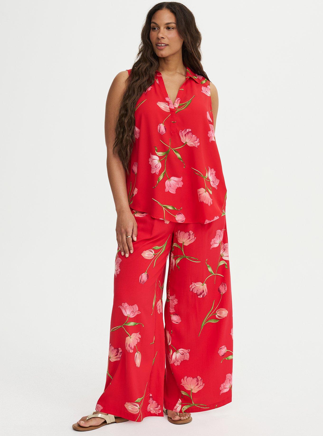 Harper Georgette Pullover Sleeveless Blouse, SALMA FLORAL RED, alternate