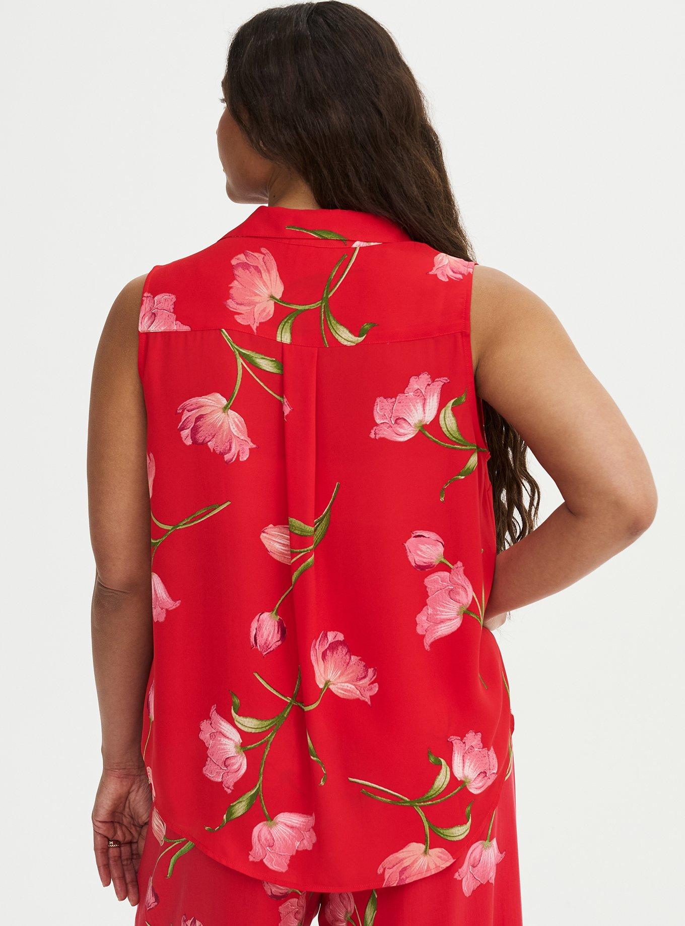 Harper Georgette Pullover Sleeveless Blouse, SALMA FLORAL RED, alternate