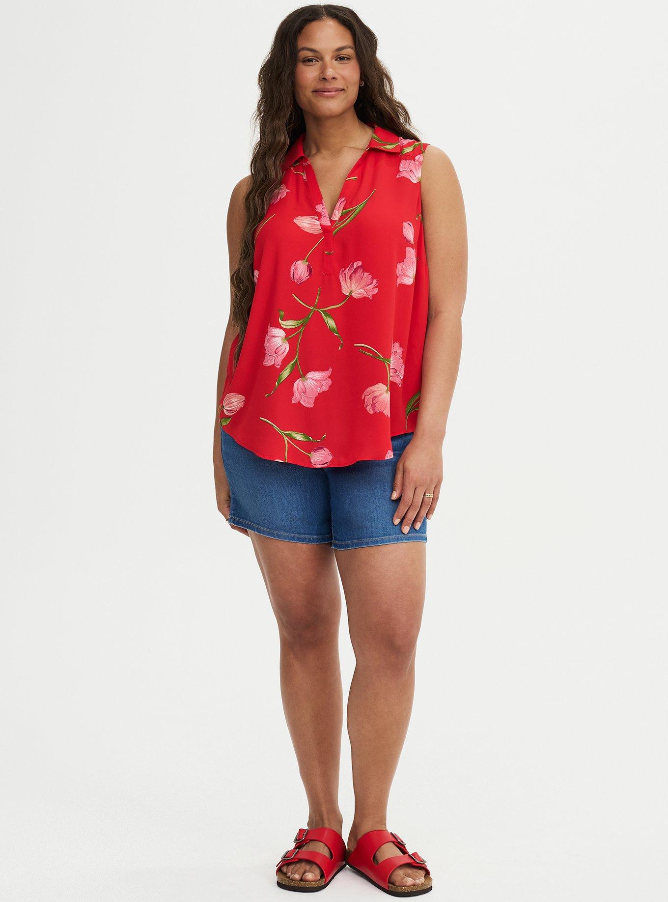Harper Georgette Pullover Sleeveless Blouse, SALMA FLORAL RED, alternate
