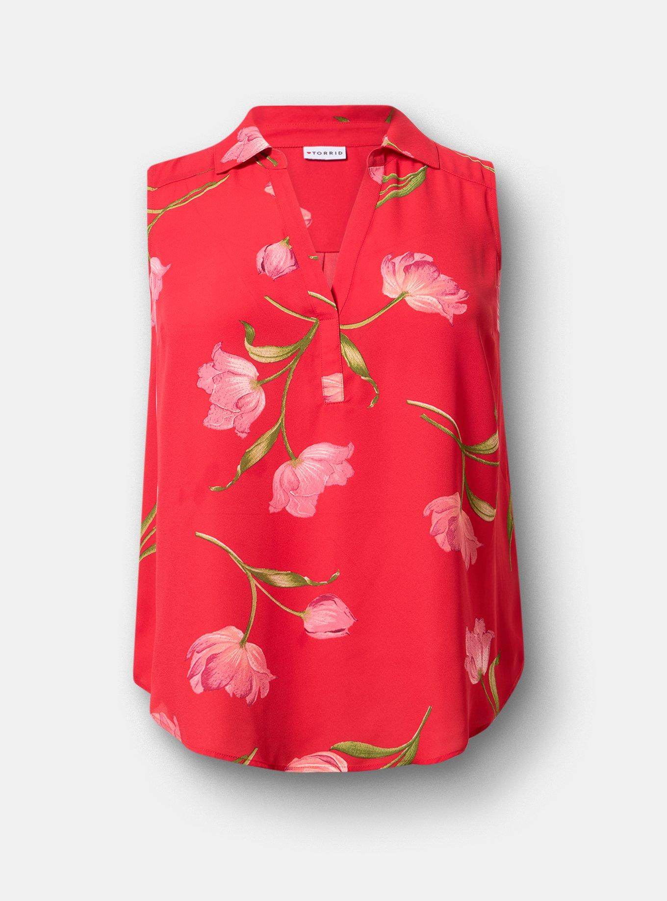 Harper Georgette Pullover Sleeveless Blouse, SALMA FLORAL RED, hi-res