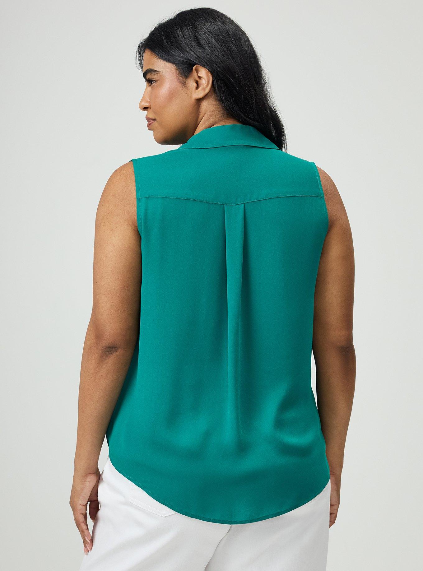 Harper Georgette Pullover Sleeveless Blouse, ALPINE GREEN, alternate