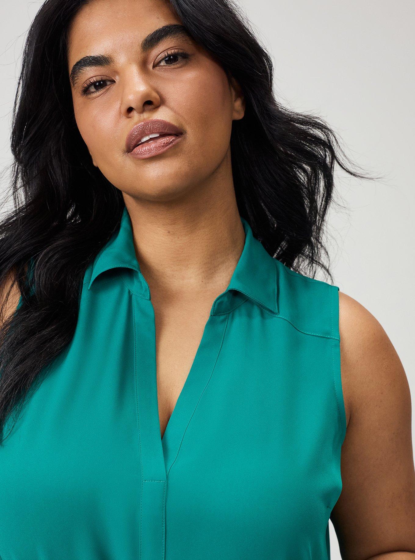 Harper Georgette Pullover Sleeveless Blouse, ALPINE GREEN, alternate