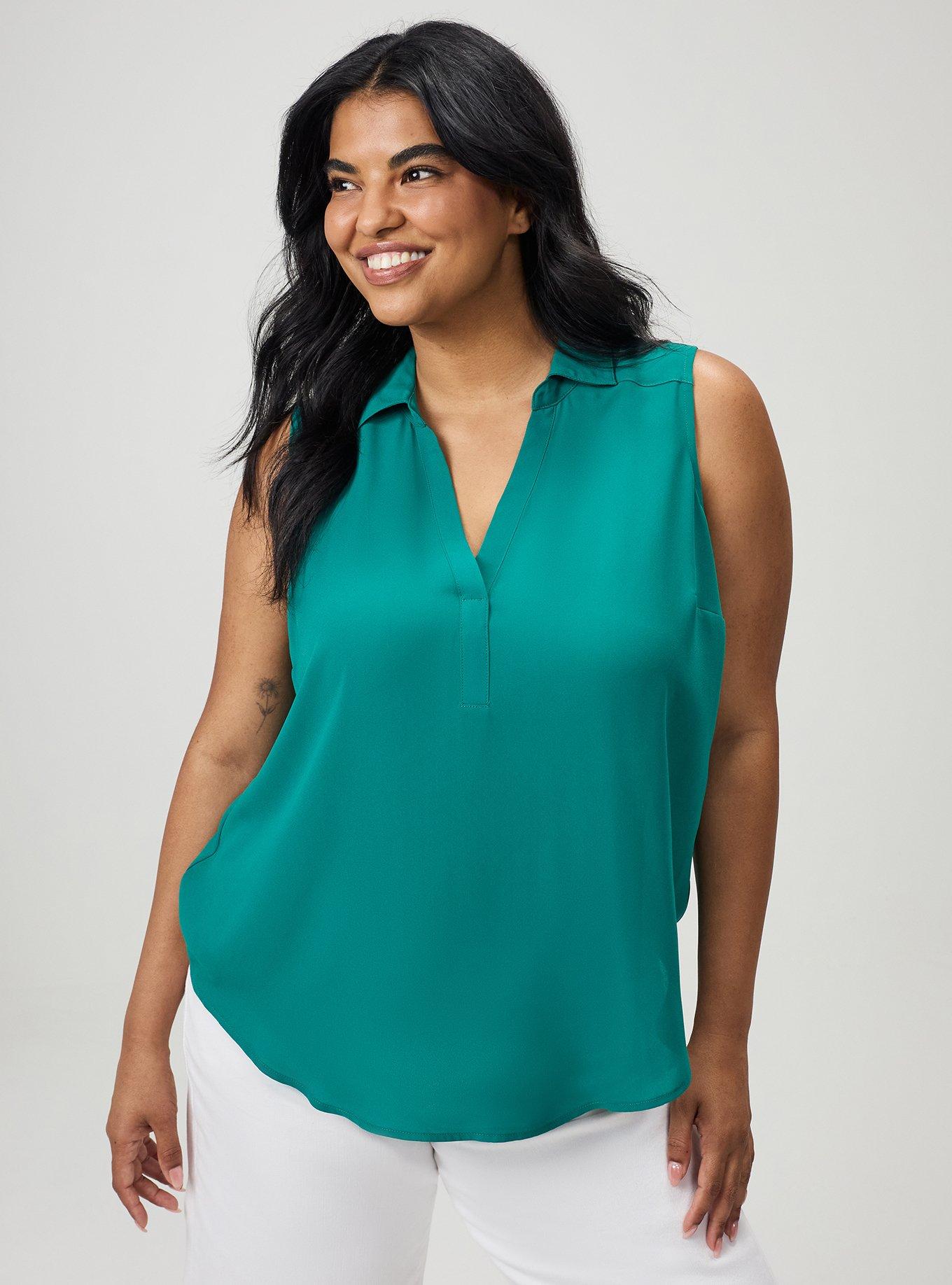 Harper Georgette Pullover Sleeveless Blouse, ALPINE GREEN, hi-res