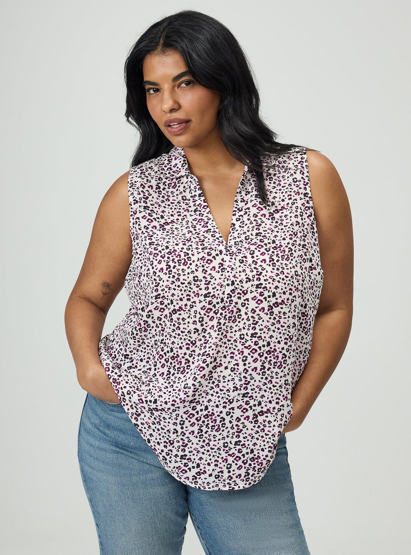 Harper Georgette Pullover Sleeveless Blouse, WISH UPON A LEOPARD PINK, alternate