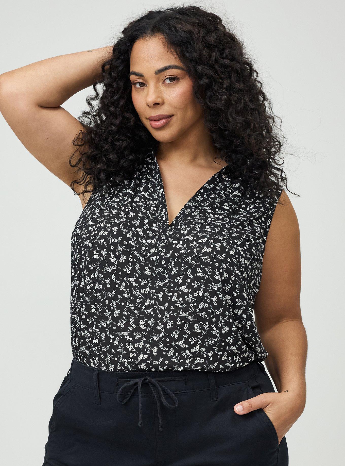 Harper Georgette Pullover Sleeveless Blouse, NELLY FLORAL BLACK, alternate